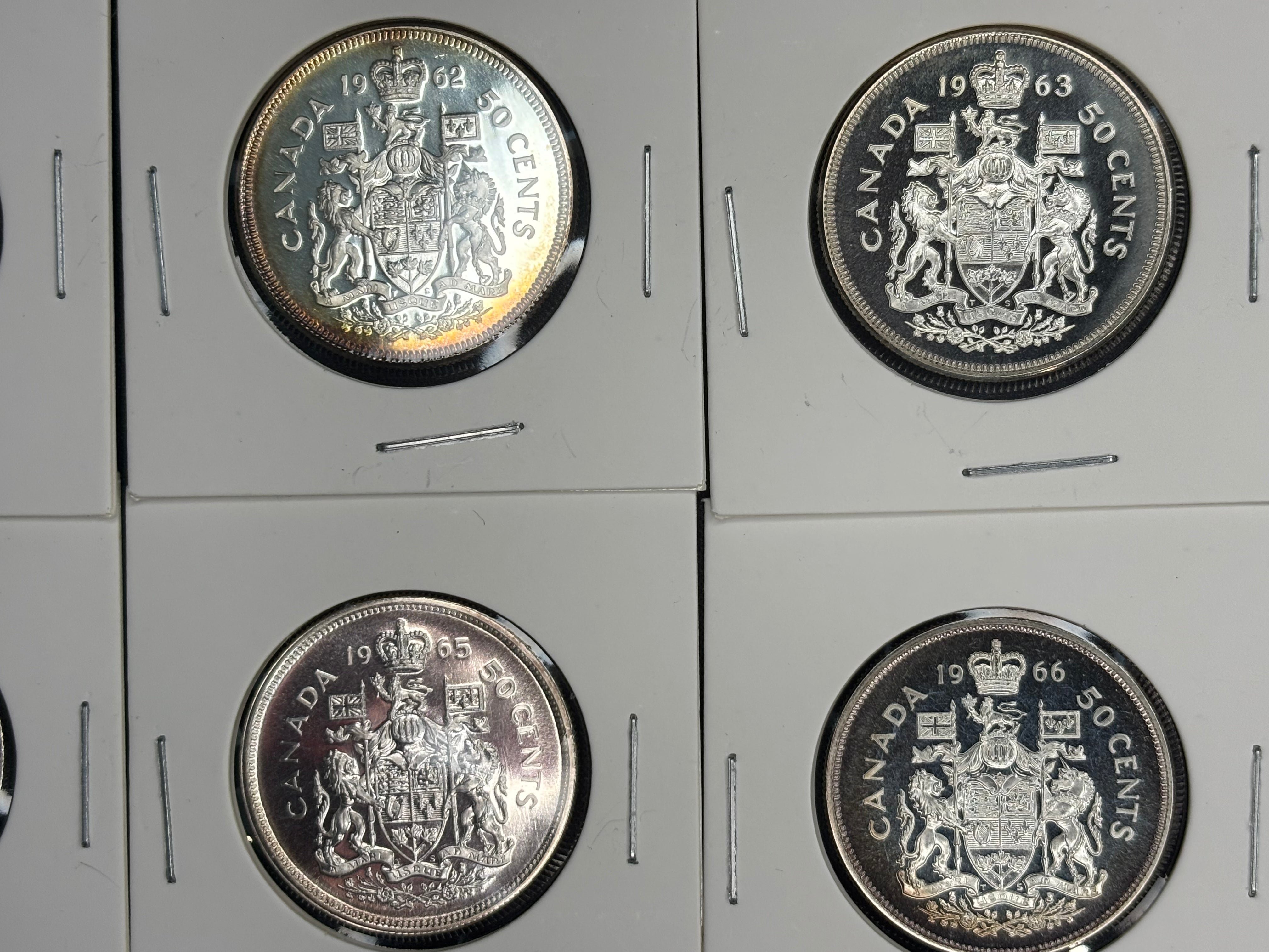 Canada Silver Coin - 50 cents - 1961 to 1966 (lot of 6)