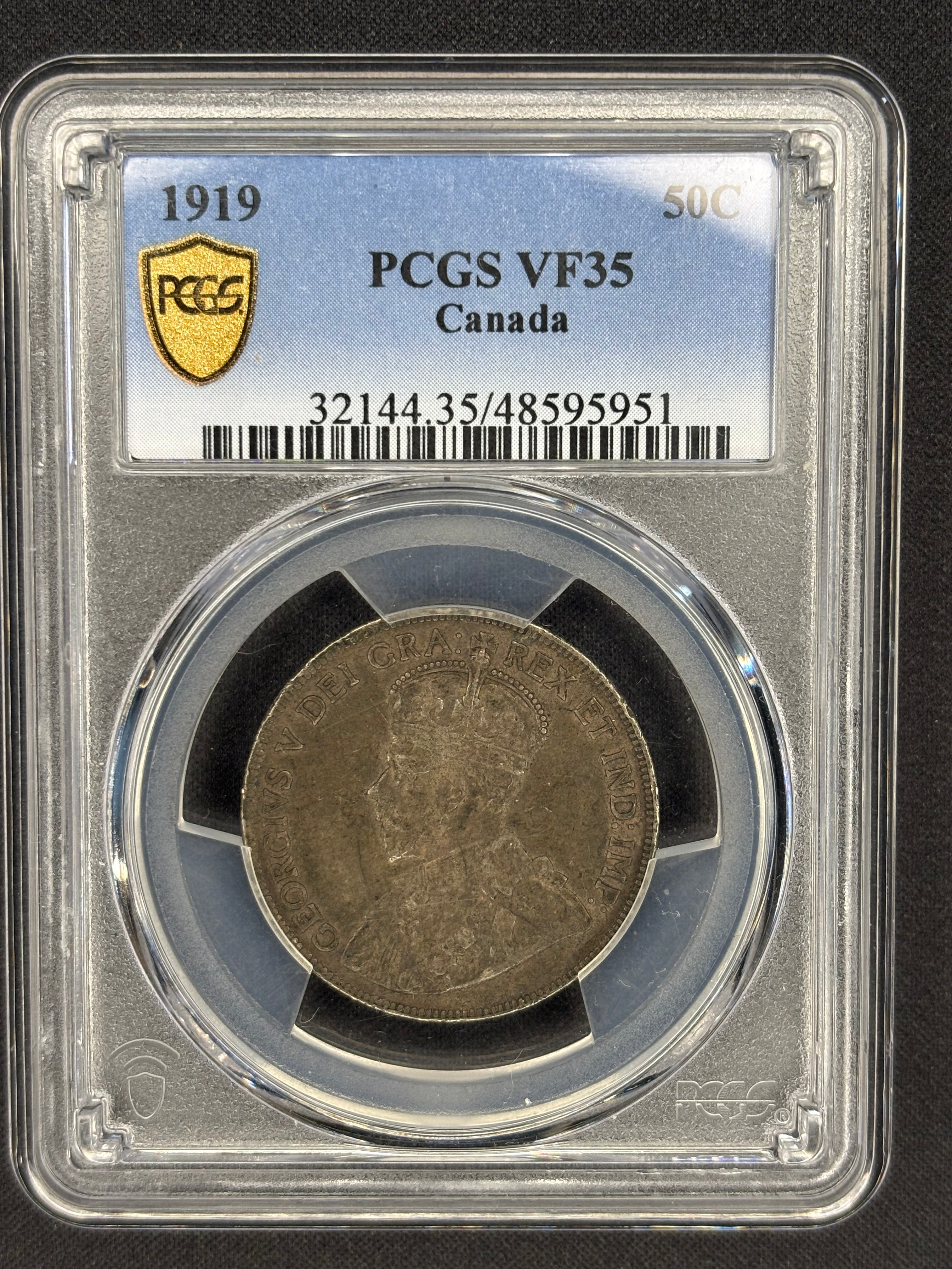 Canada Silver Coin - 50 cents - 1919 Toned / PCGS VF35