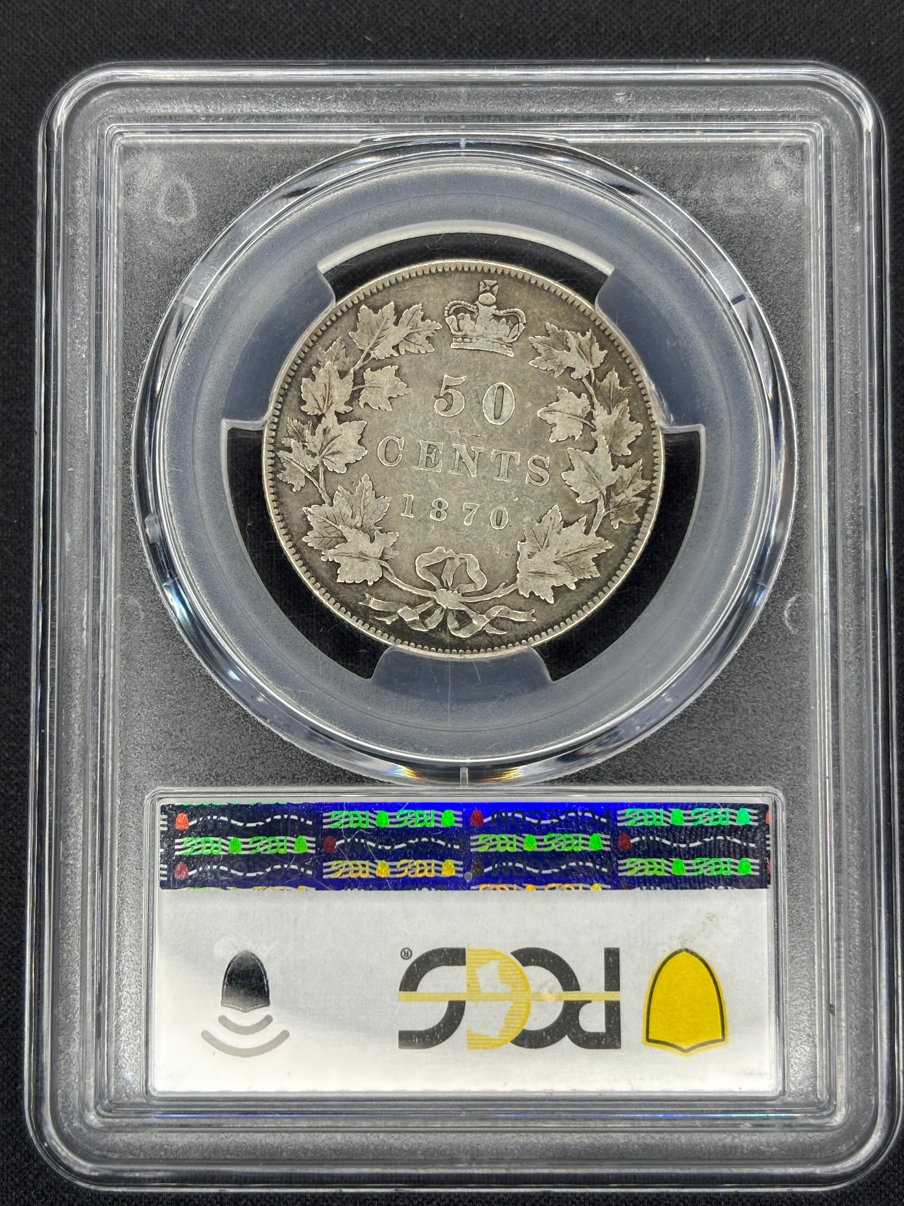 Canada Silver Coin - 50 cents - 1870 L.C.W / PCGS VF30