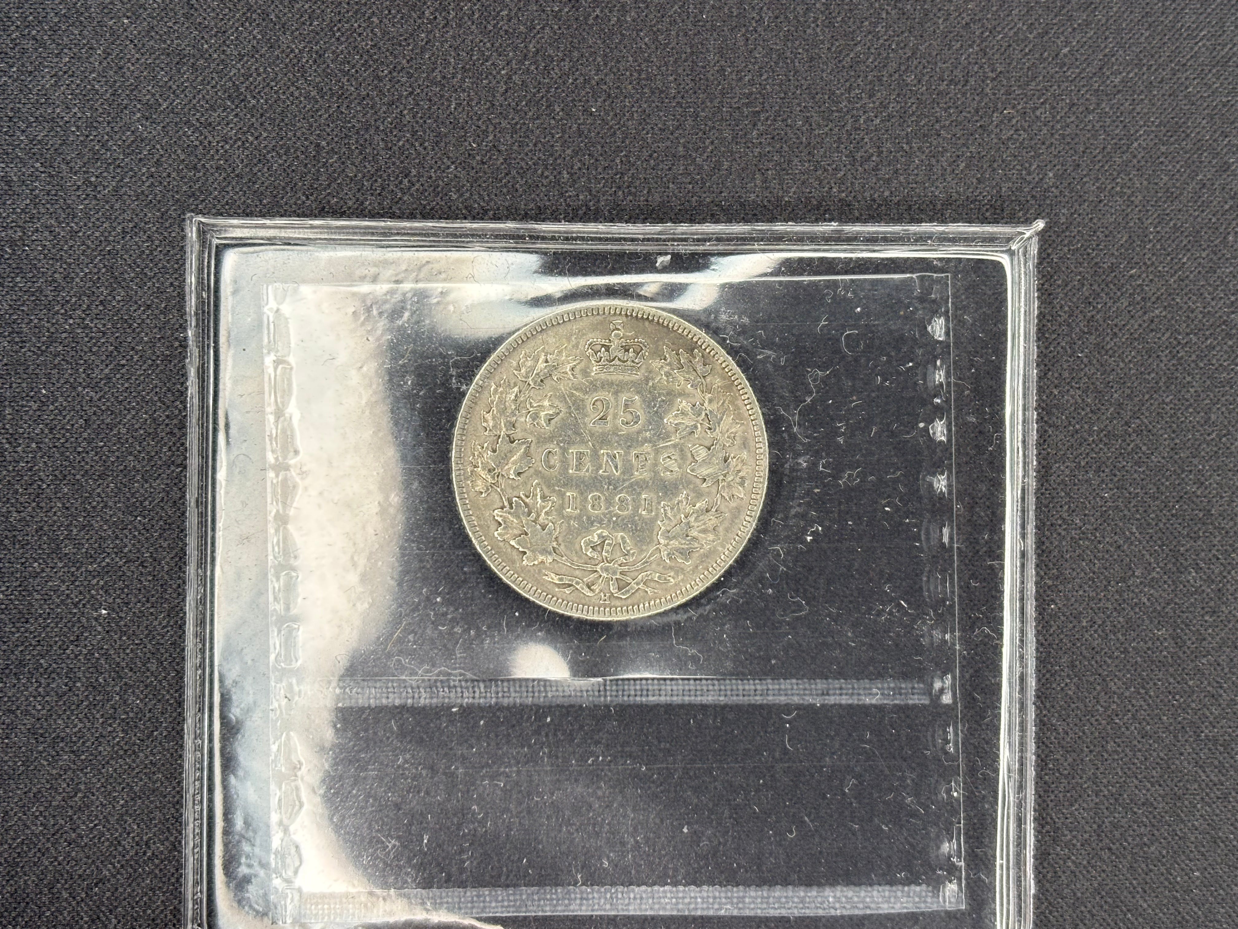 Canadian Silver Coin - 25 cents - 1881H Mark - ICCS VF20