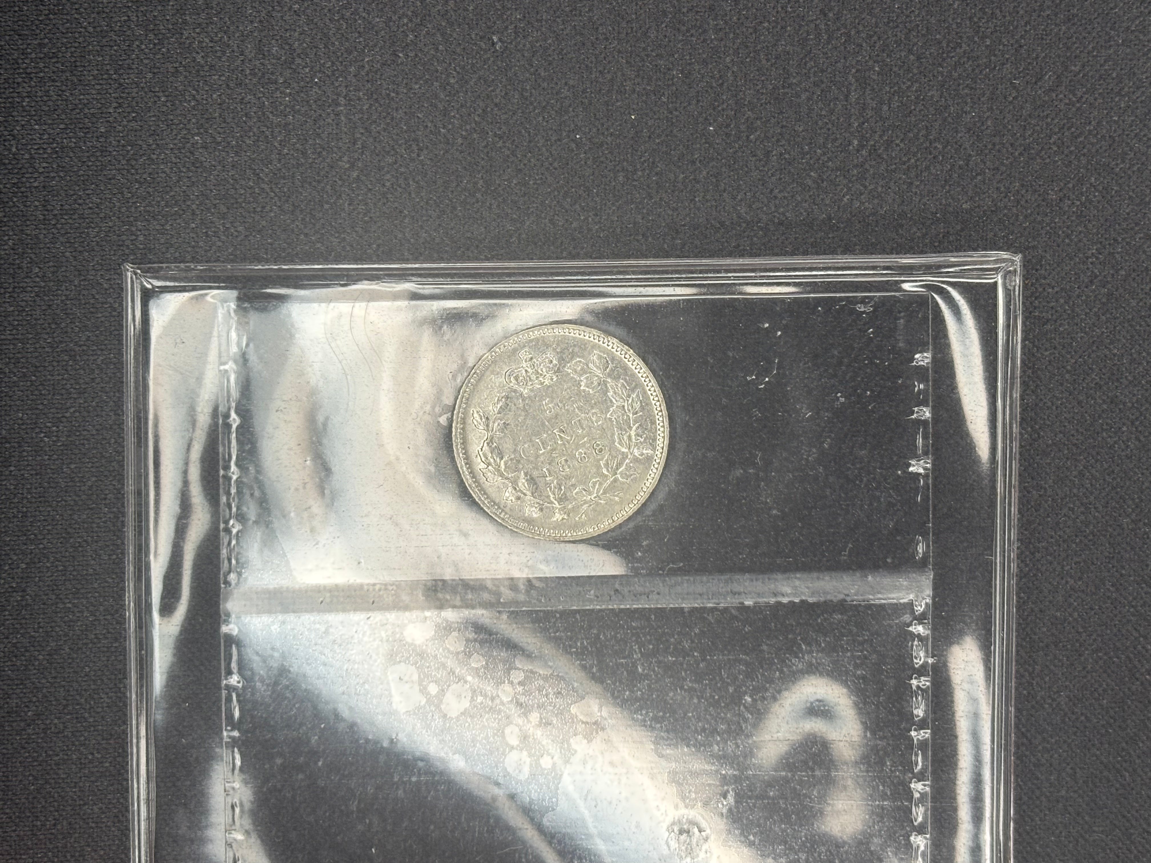 Canada Silver Coin - 5 cents- 1888 ICCS VF20