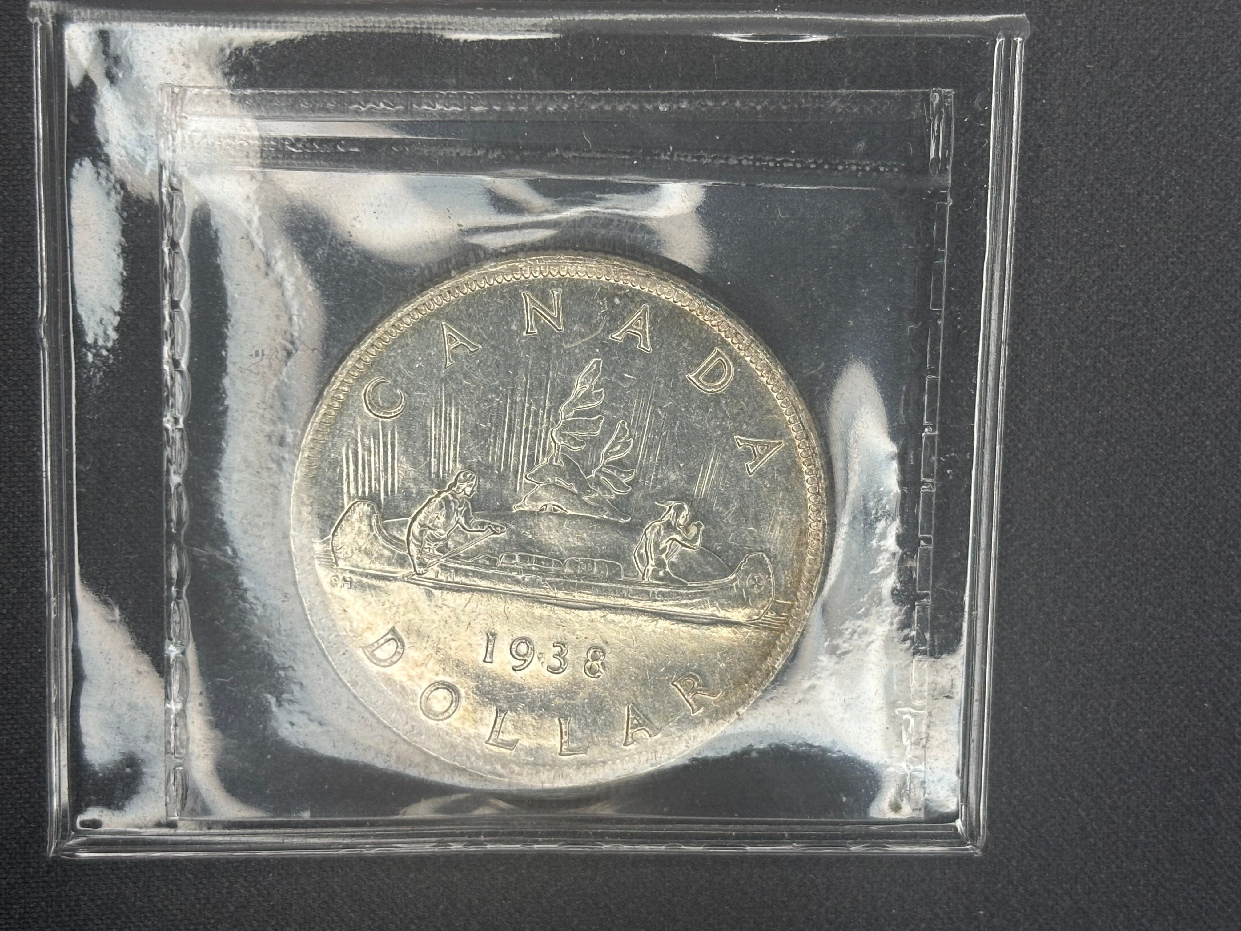 Canadian Silver Coin - Dollar - 1938 MS60 ICCS