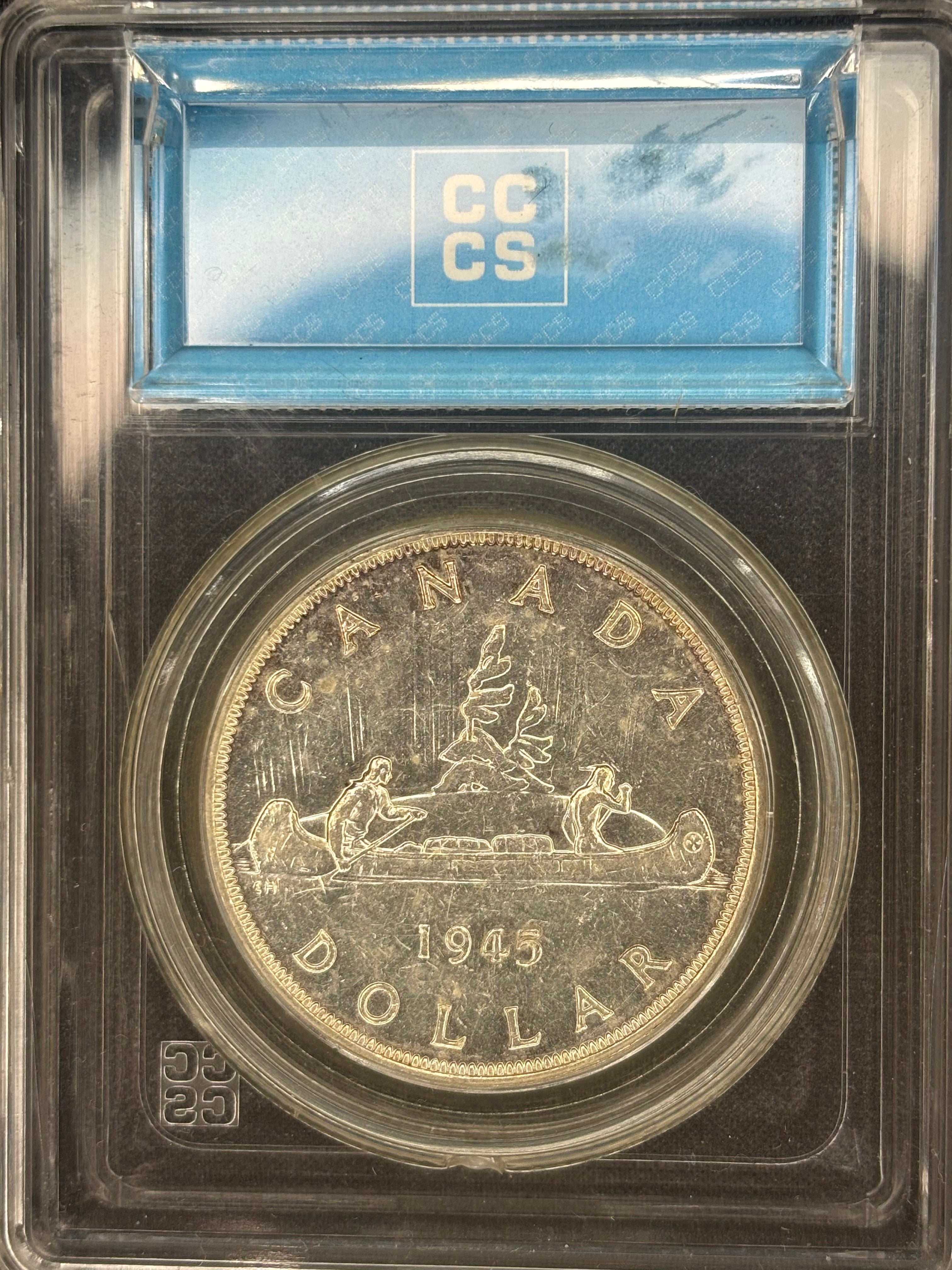 Canadian Silver Coin - Dollar - 1945 Double 45 - CCCS EF45