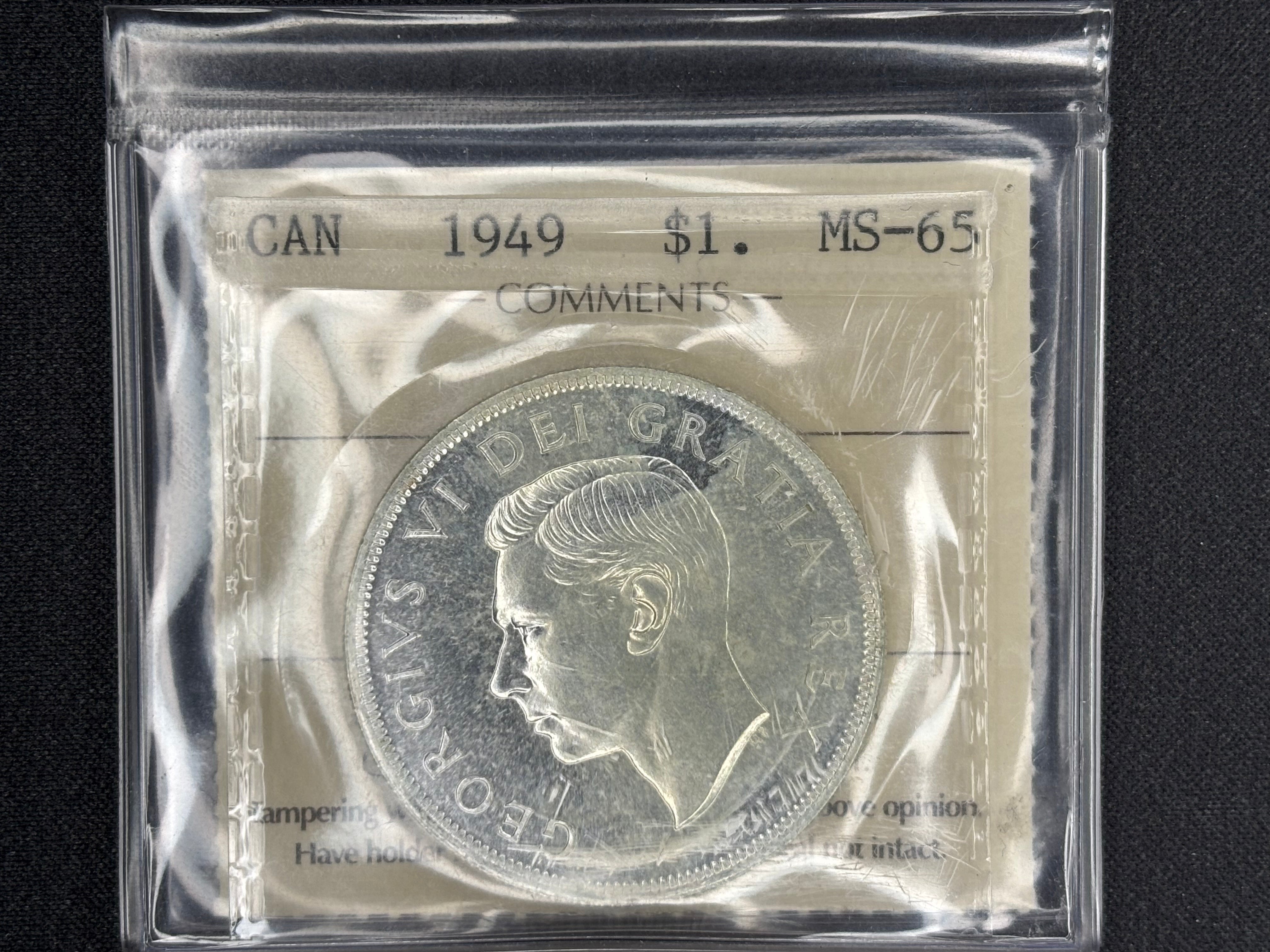 Canadian Silver Coin - Dollar - 1949 - MS65 ICCS