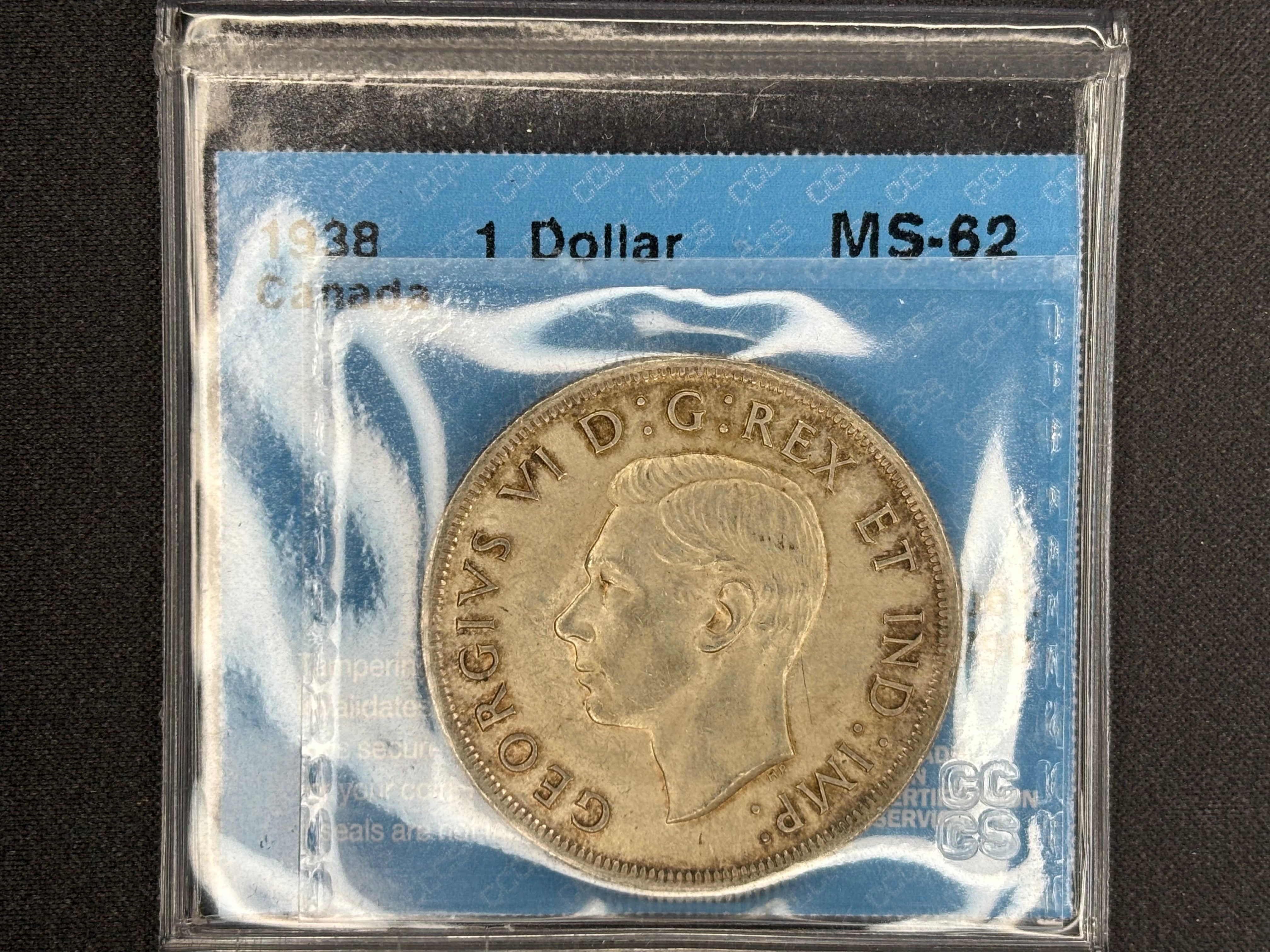Canadian Silver Coin - Dollar - 1938 - MS62 CCCS