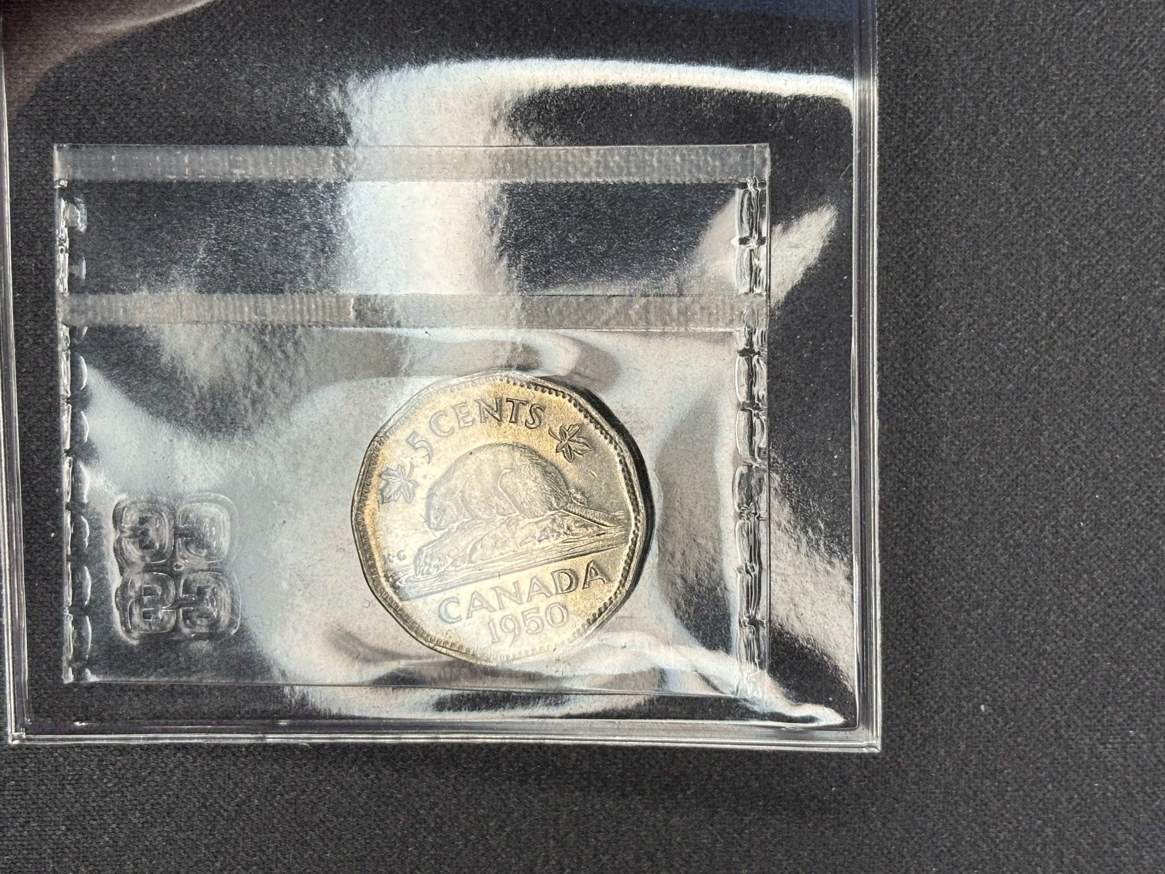 Canadian Nickel Coin - 5 cents - 1950 DC on reverse MS63 CCCS