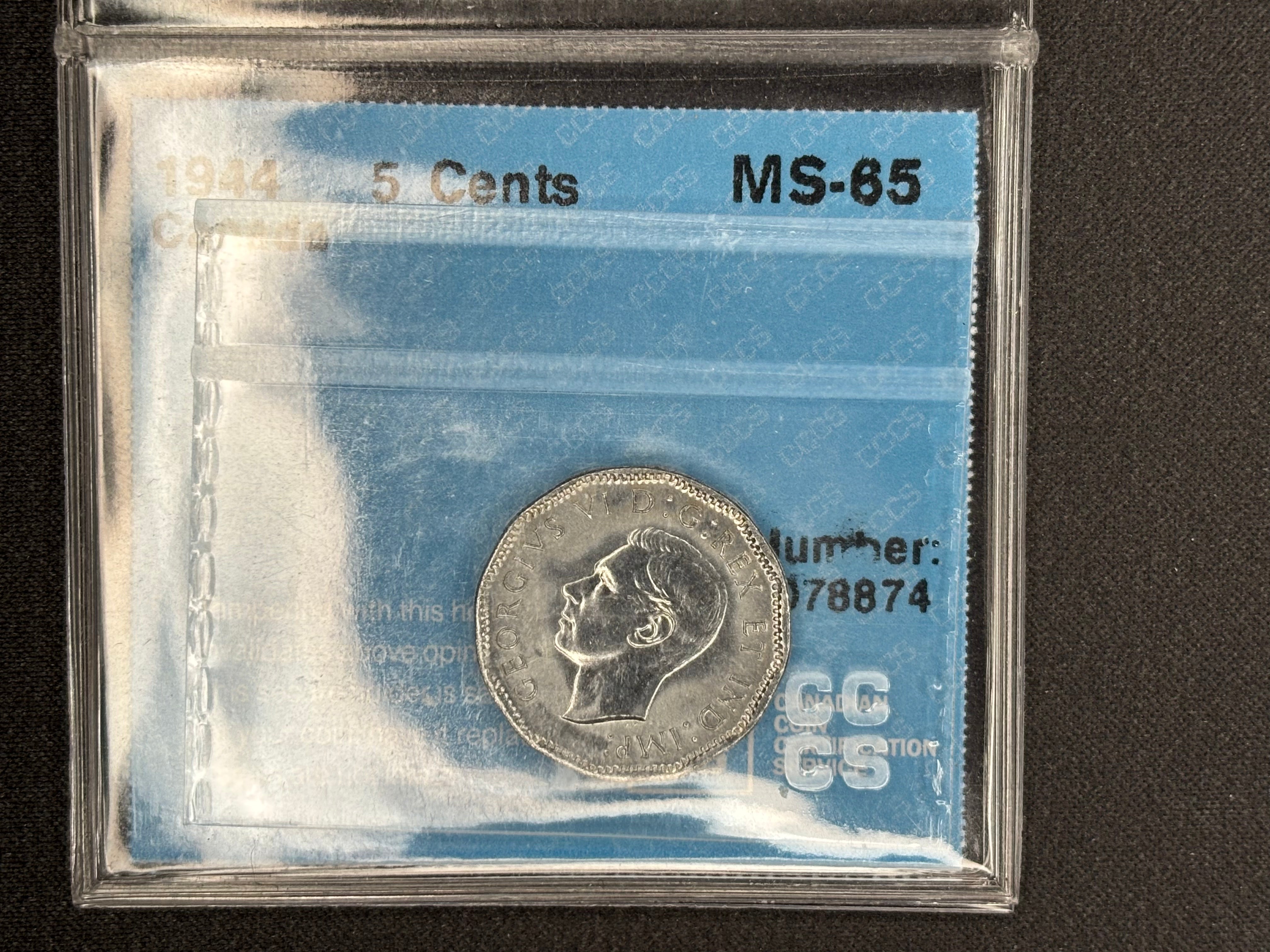Canadian Nickel Coin - 5 cents - 1944 MS65 CCCS