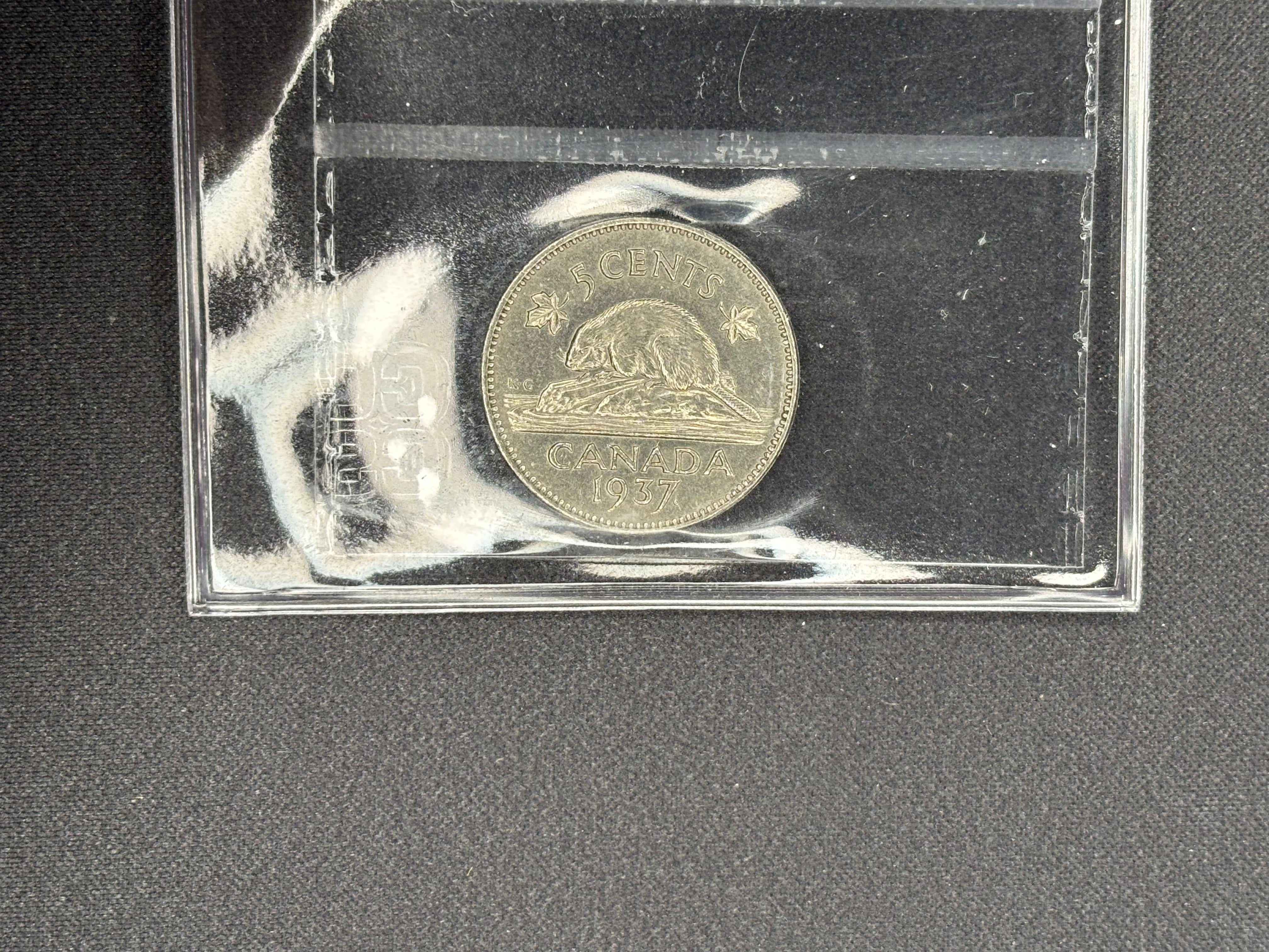 Canadian Nickel Coin - 5 cents - 1937 DC on reverse MS64 CCCS