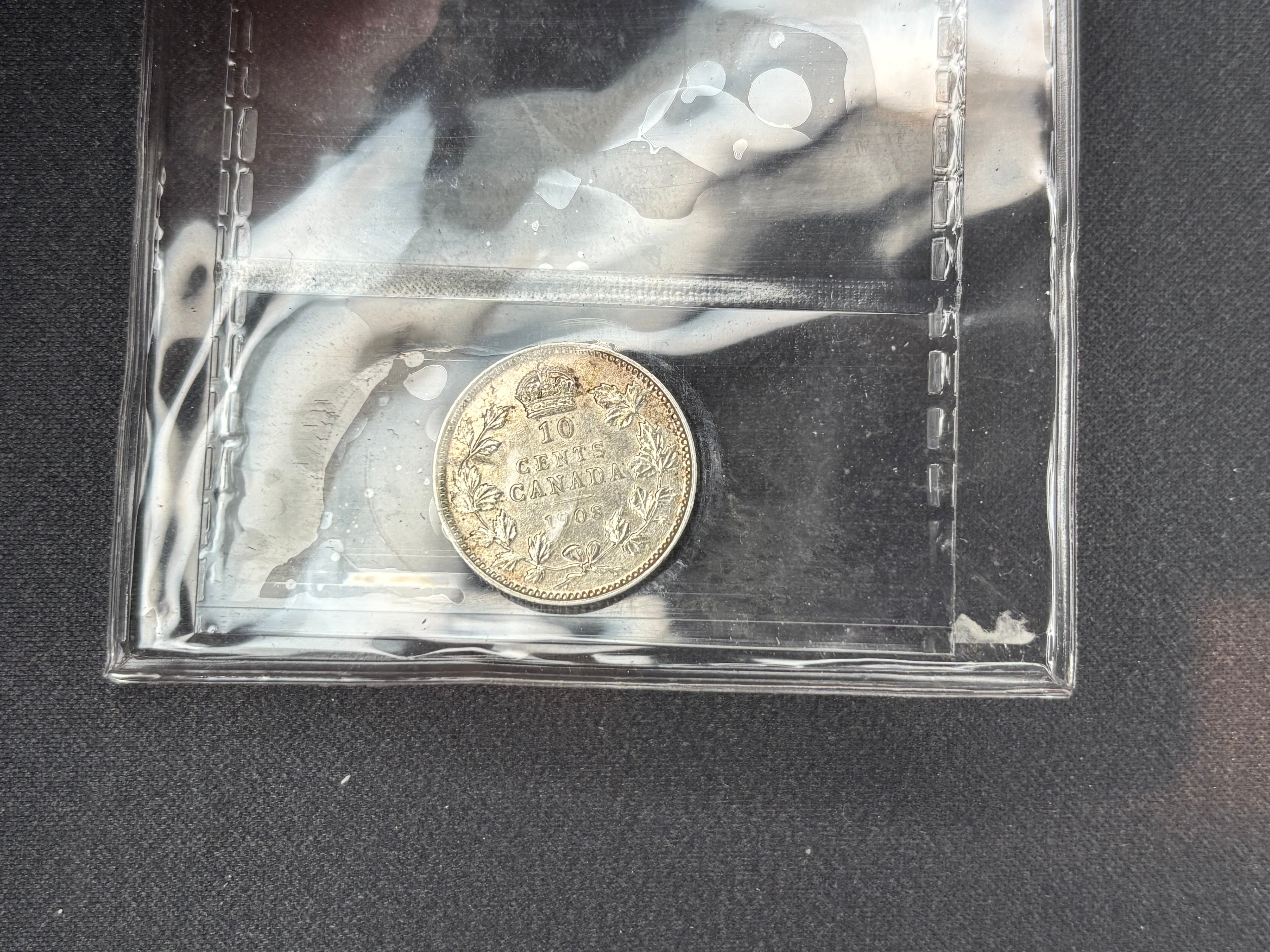 Canadian Silver Coin - 10 cents - 1908 VF30 ICCS
