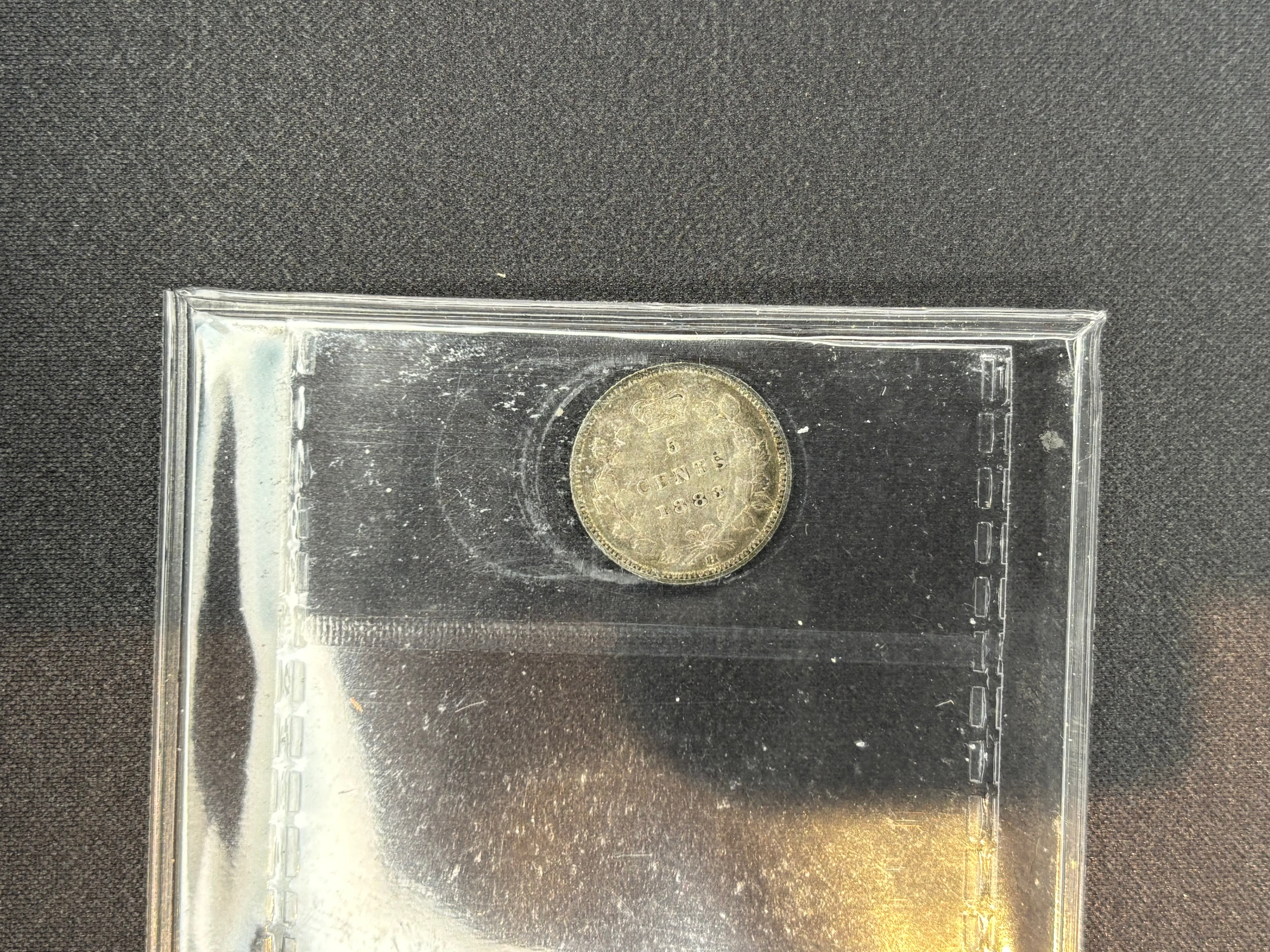 Canadian Silver Coin - 5 cents -1883H - F15 ICCS