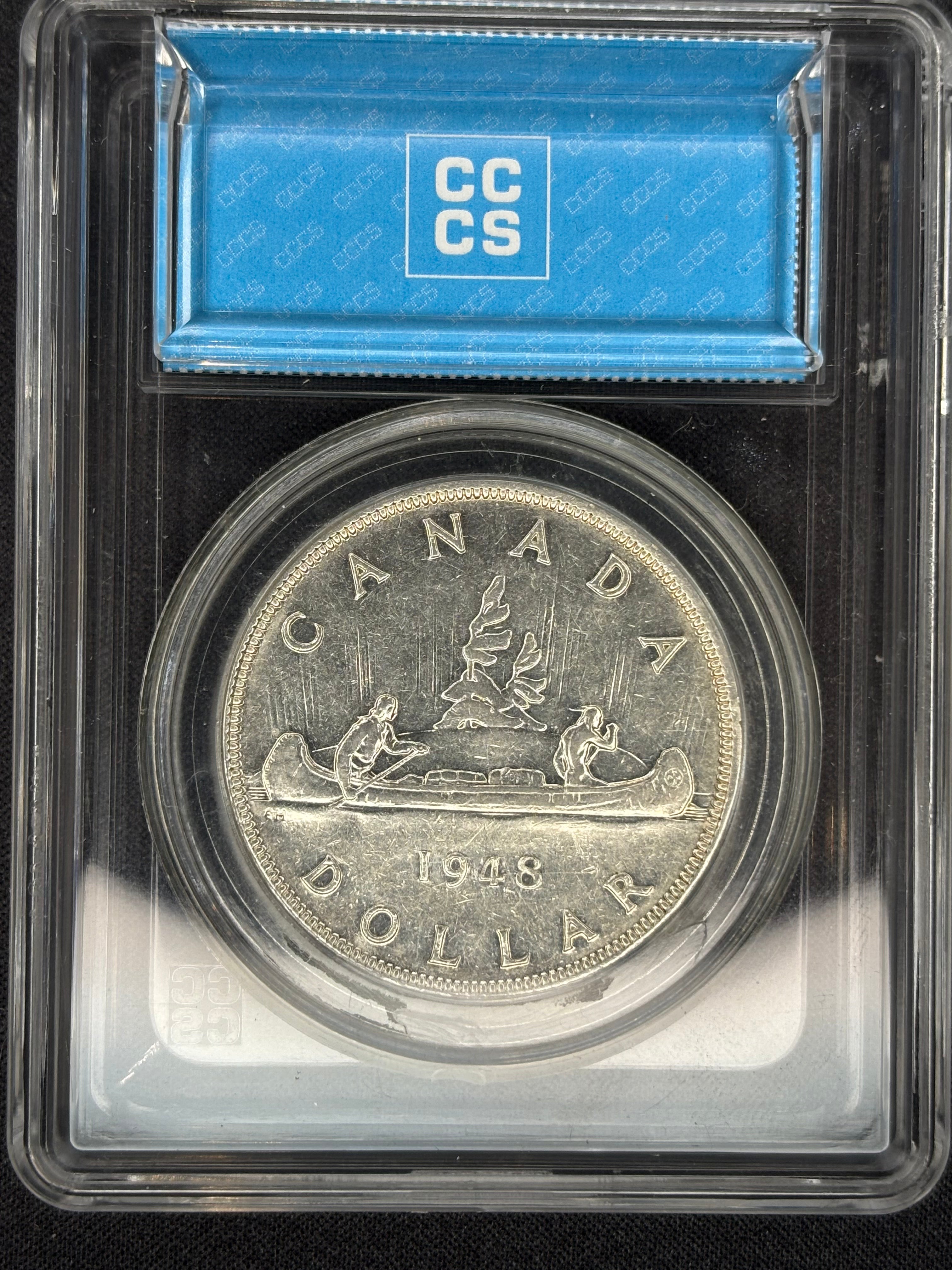 Key Date - Canadian Silver Coin - Dollar - 1948 AU50 CCCS