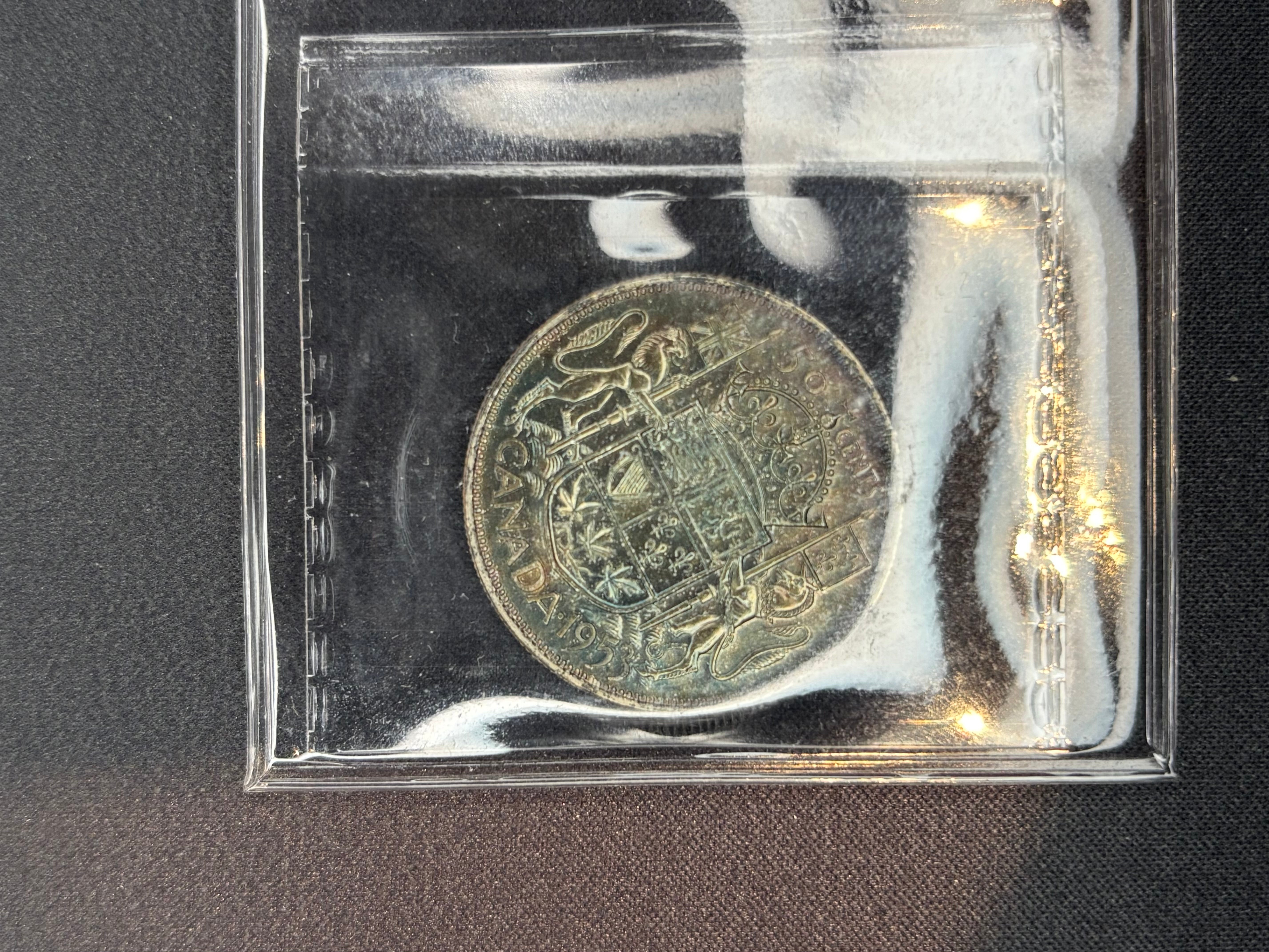 Canada Silver Coin - 50 cents - 1953 LD NSF Blue Toned- MS64 ICCS