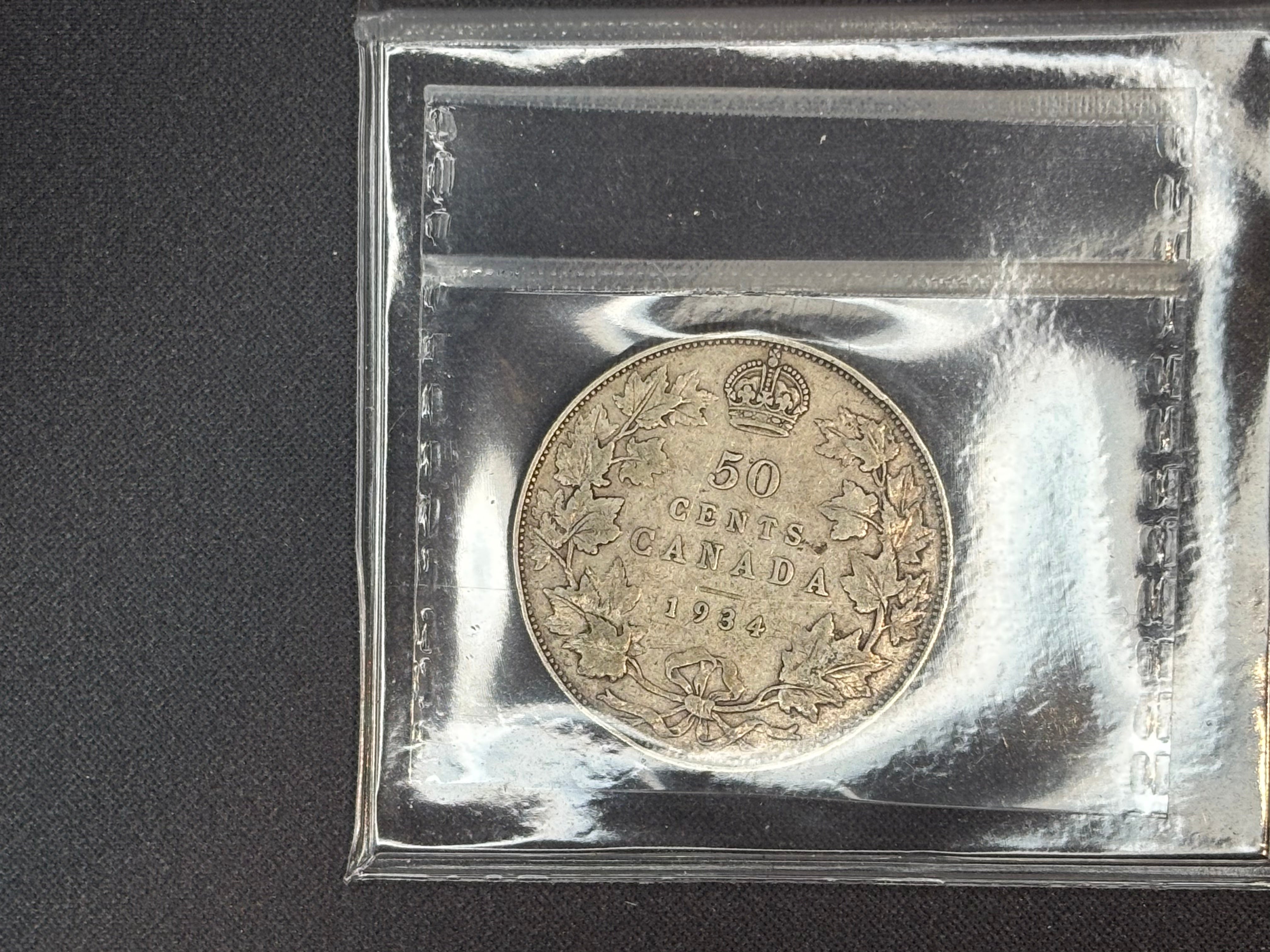 Canada Silver Coin - 50 cents - 1934 F12 ICCS