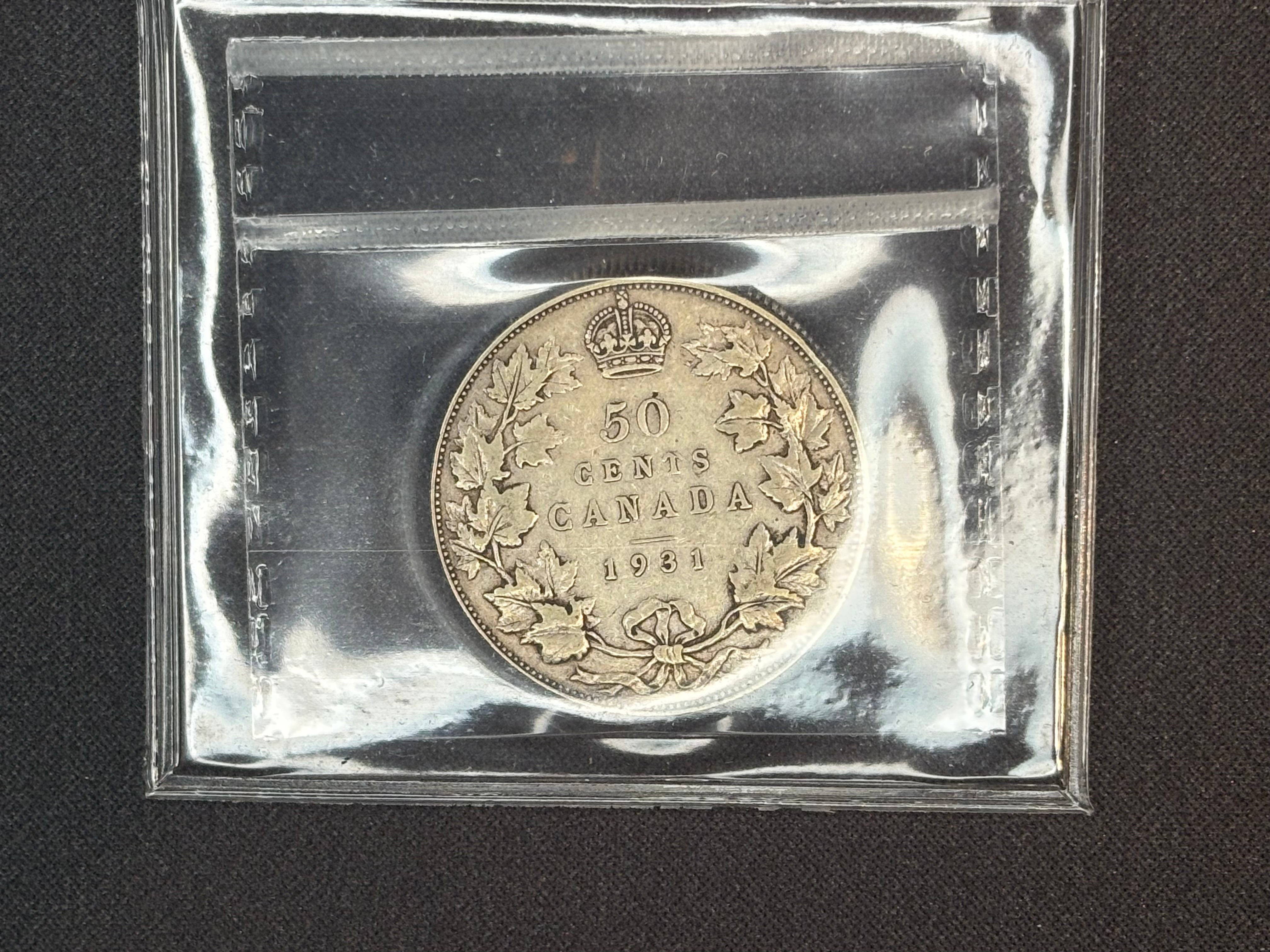 Canada Silver Coin - 50 cents - 1931 F15 ICCS