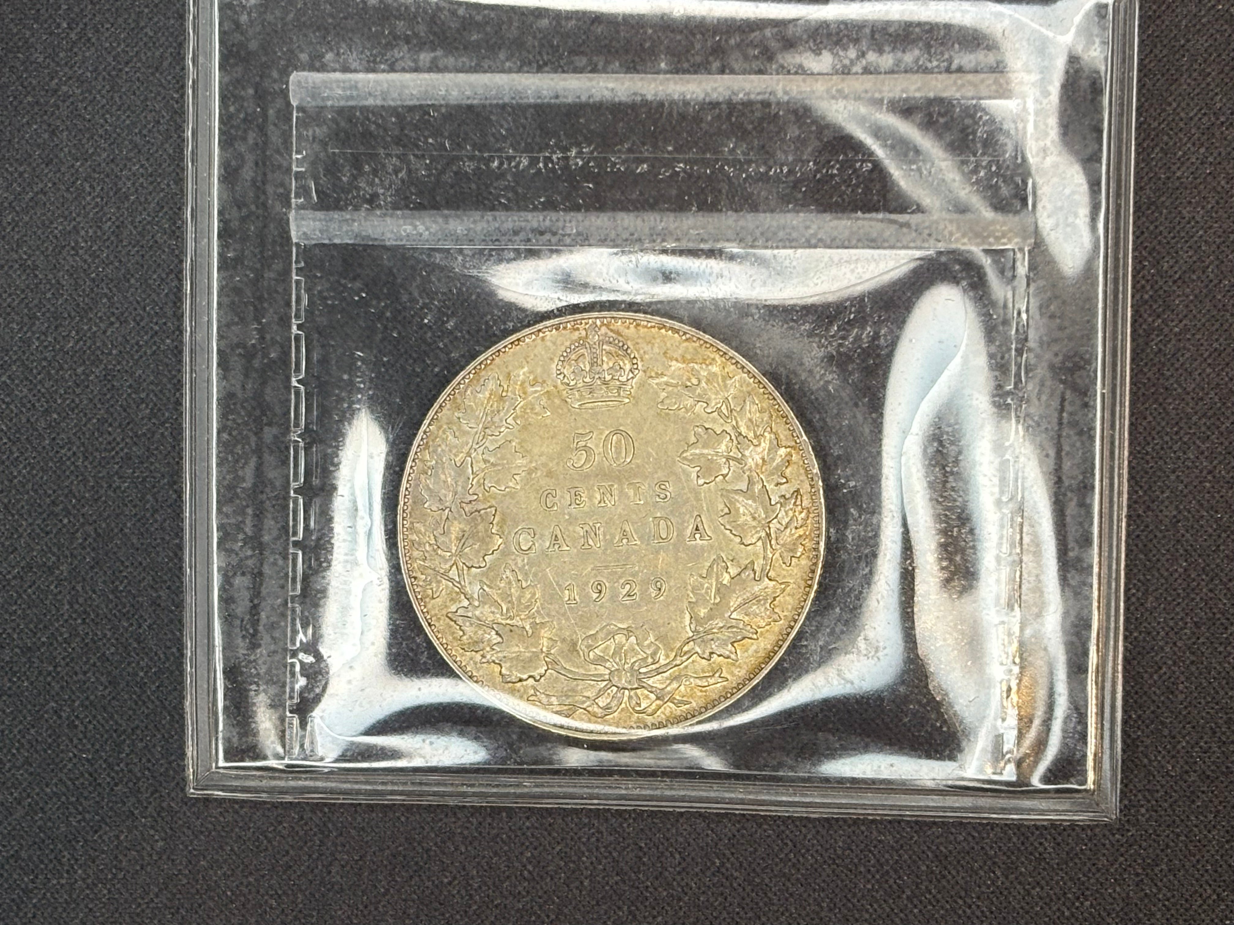 Canada Silver Coin - 50 cents - 1929 VF20 ICCS