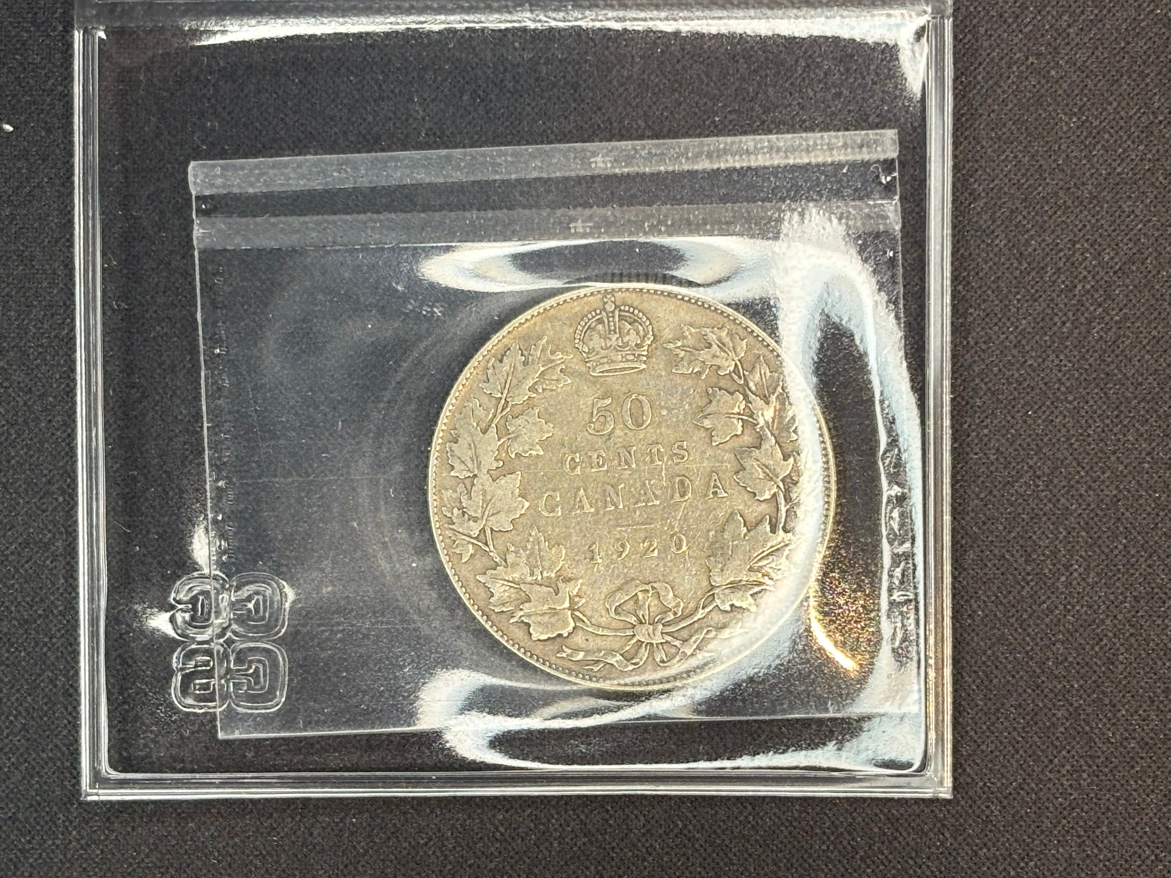 Canada Silver Coin - 50 cents - 1920 Wide VG8 CCCS
