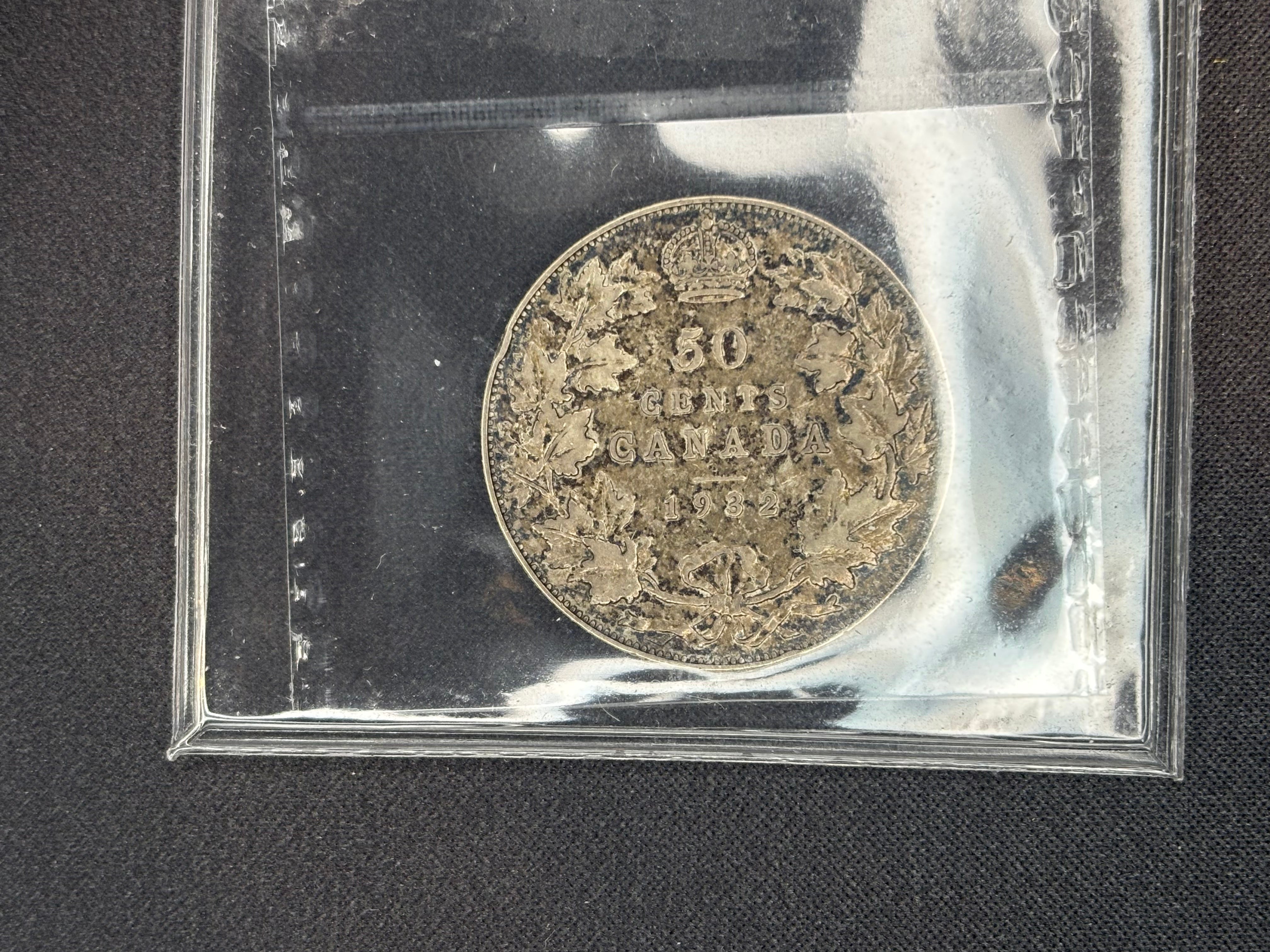 Canadian Silver Coin - 50 cents - 1932 - F12 ICCS