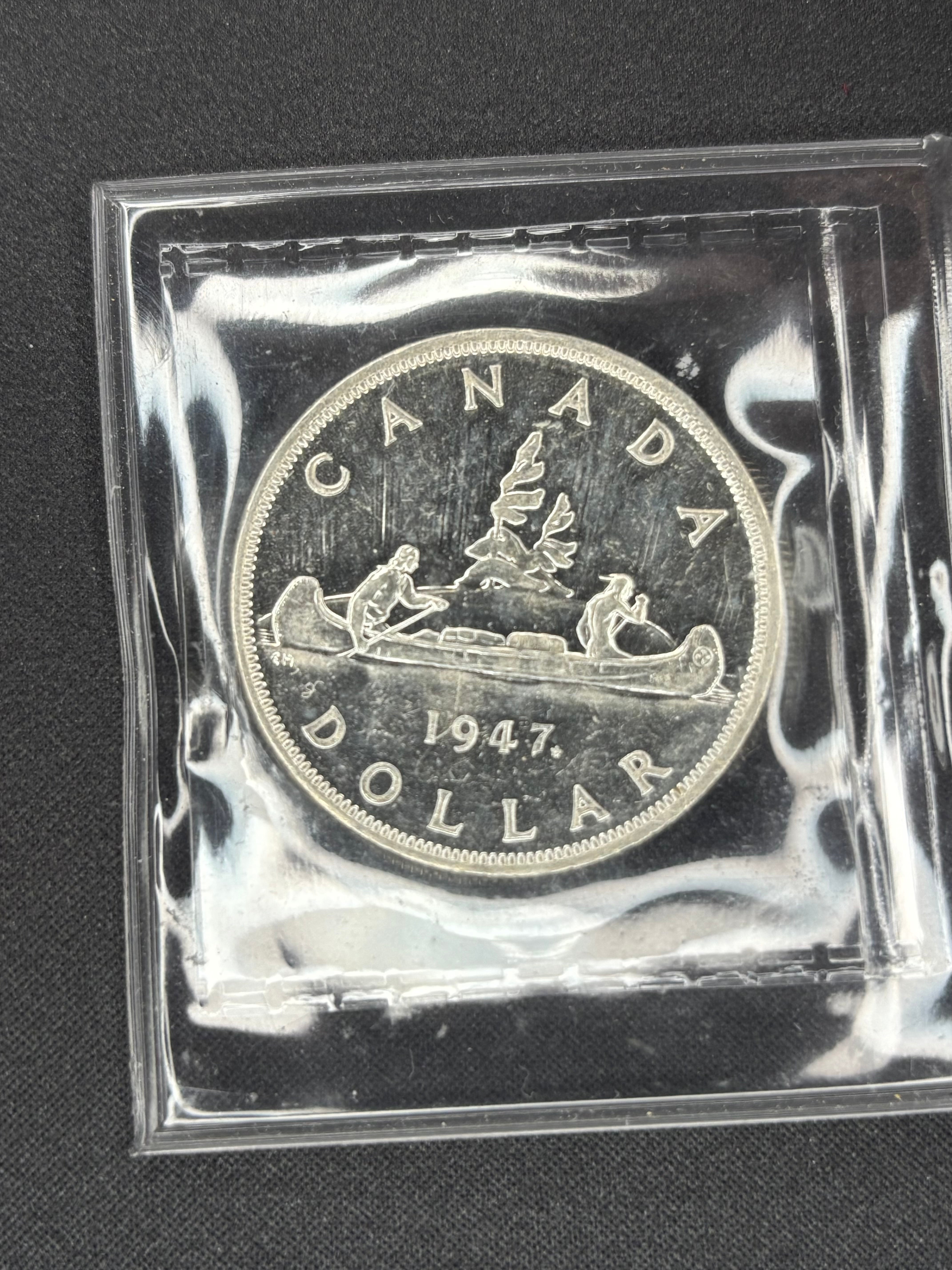 Key date Canadian Silver Coin - Dollars - 1947 ML AU55 ICCS