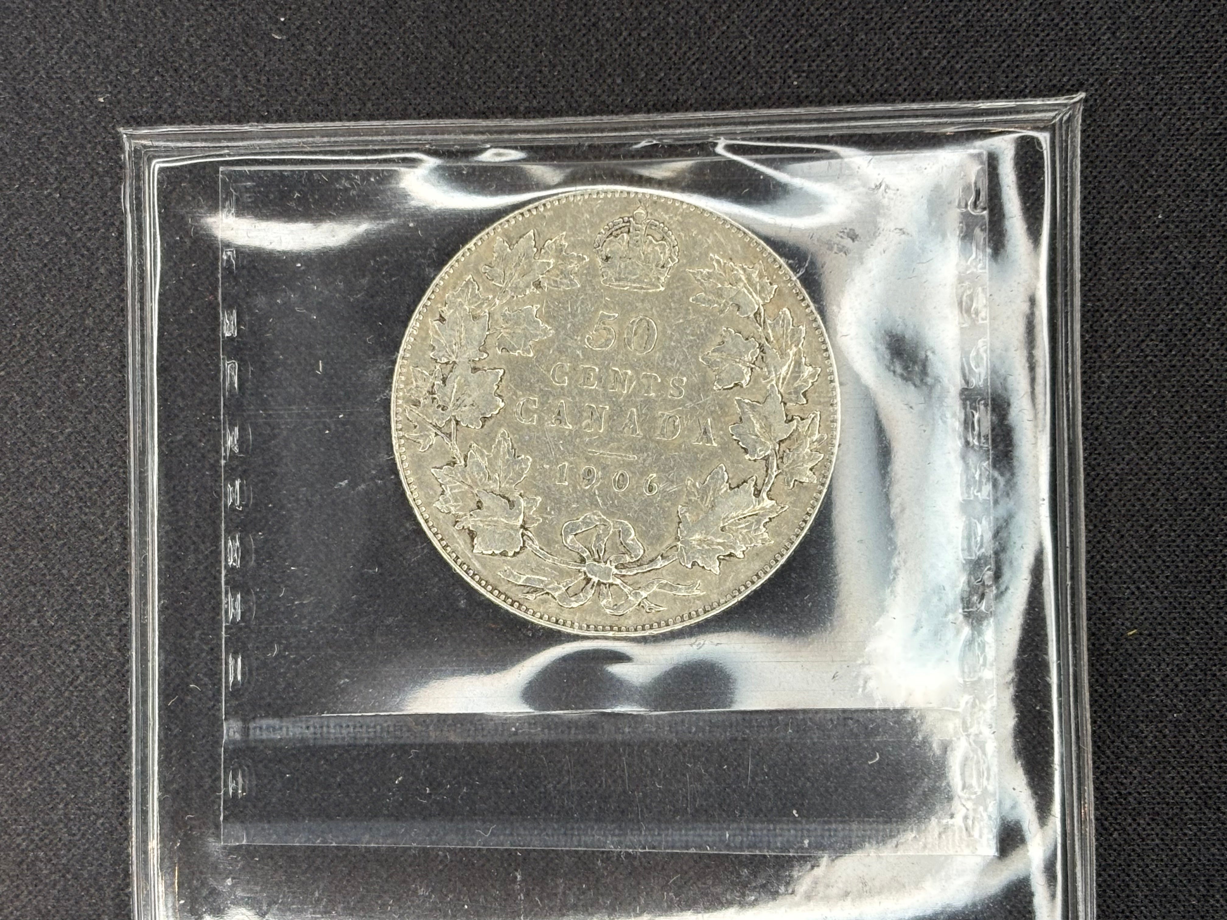 Canadian Silver Coin - 50 cents - 1906 - VF20 ICCS