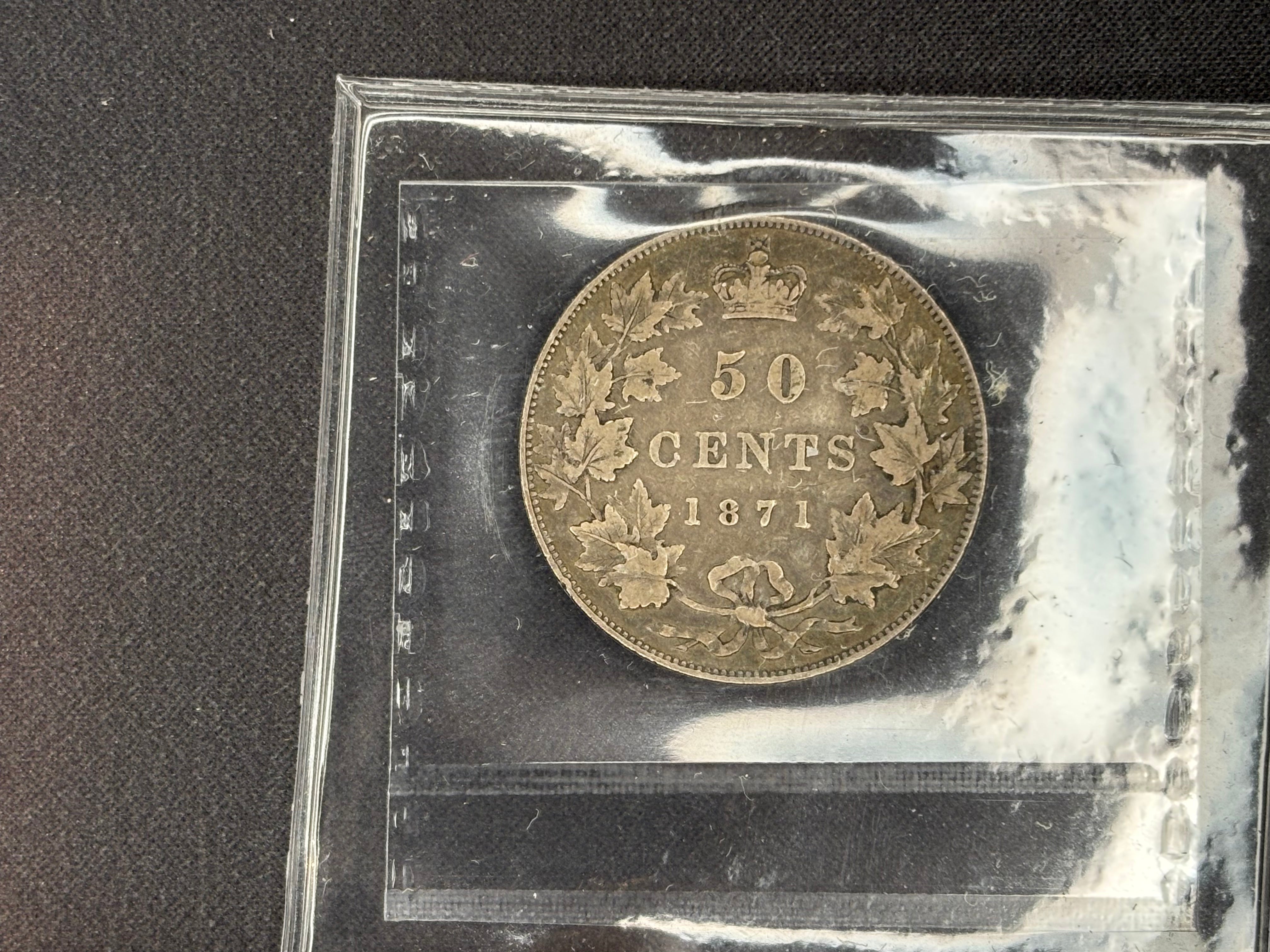 Canadian Silver Coin - 50 cents - 1871 - F15 ICCS