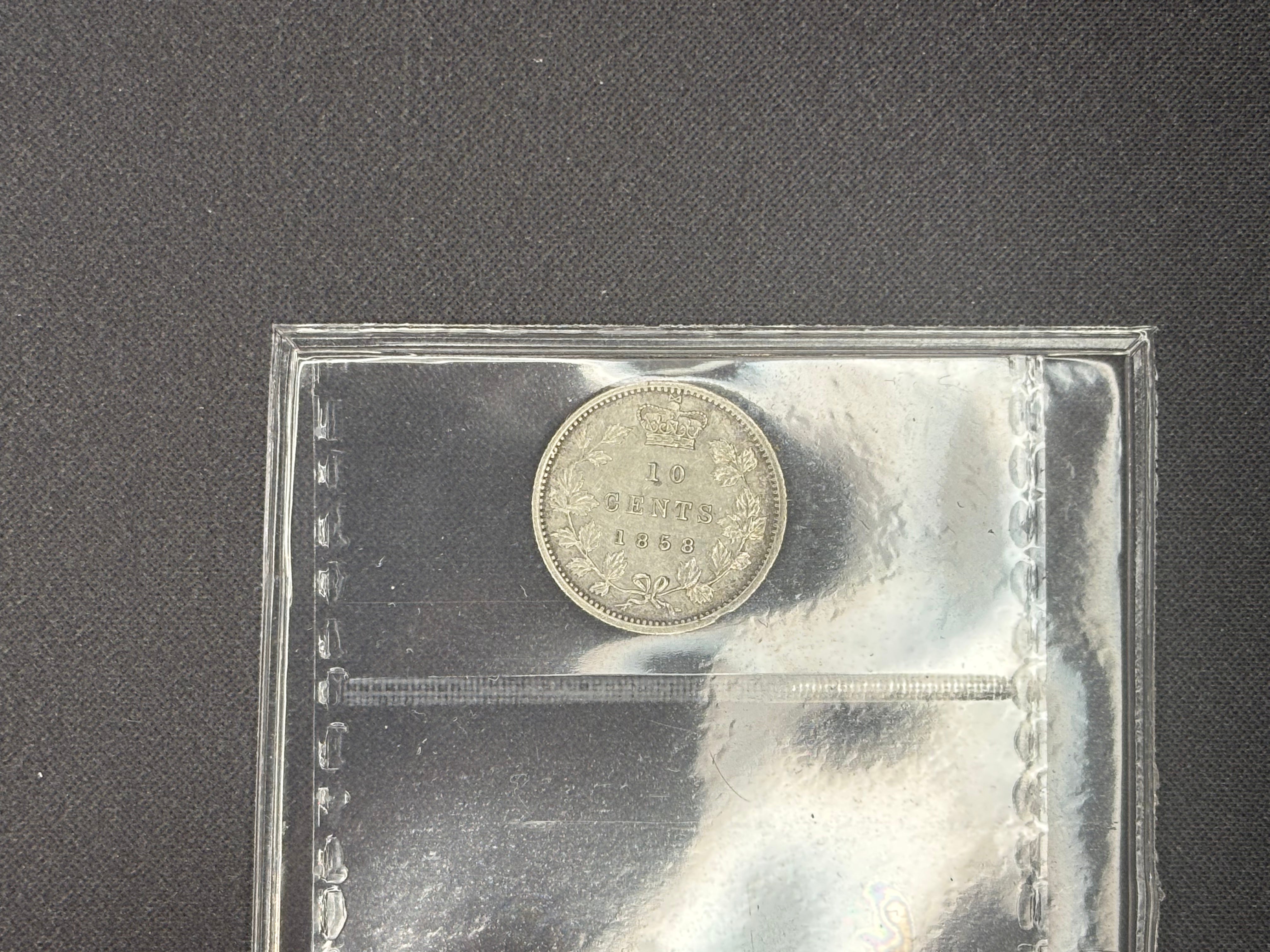 Canadian Silver Coin - 10 cents - 1858 - EF45 ICCS