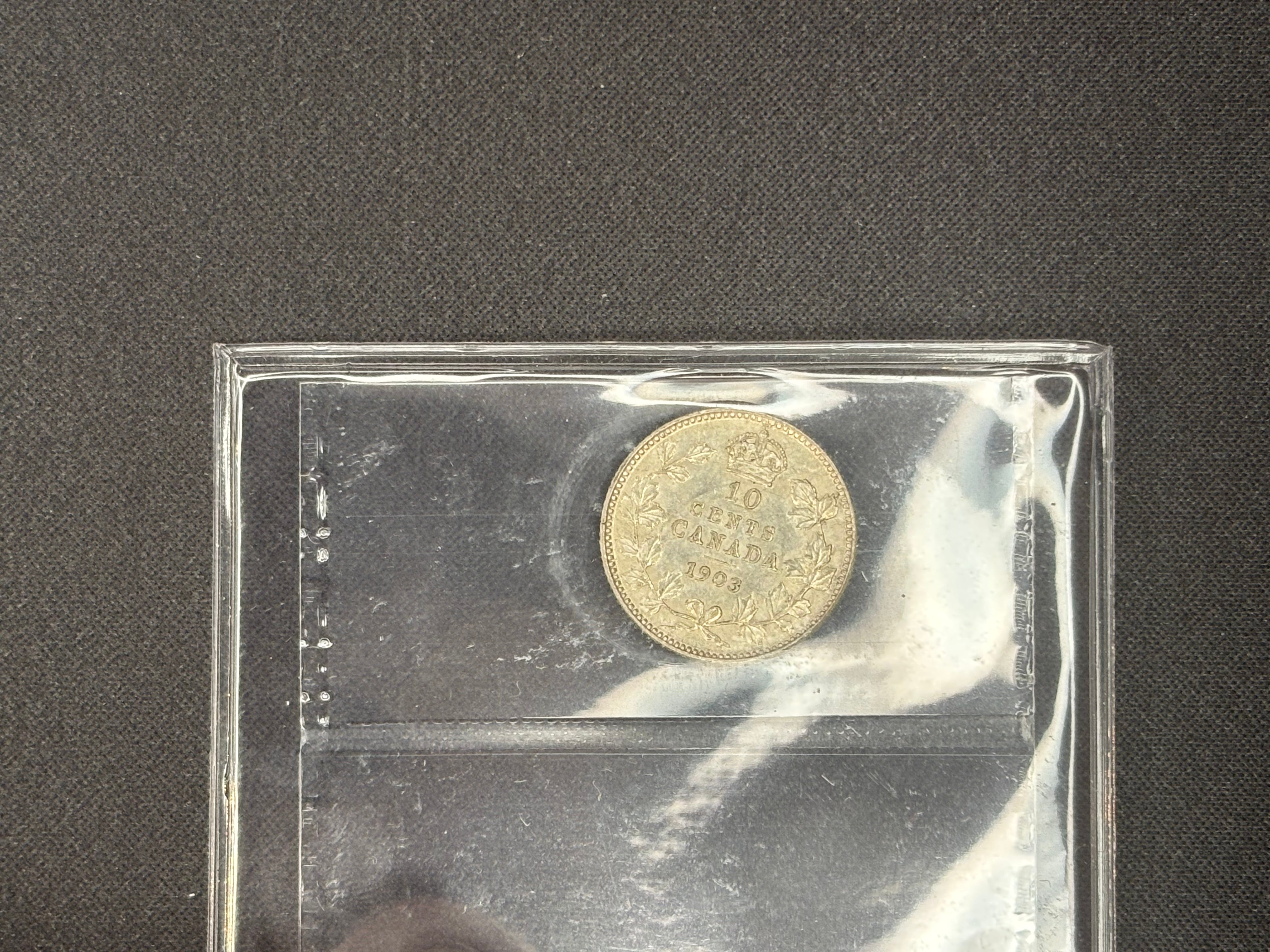 Canadian Silver Coin - 10 cents - 1903 Light Scratch - AU55 ICCS