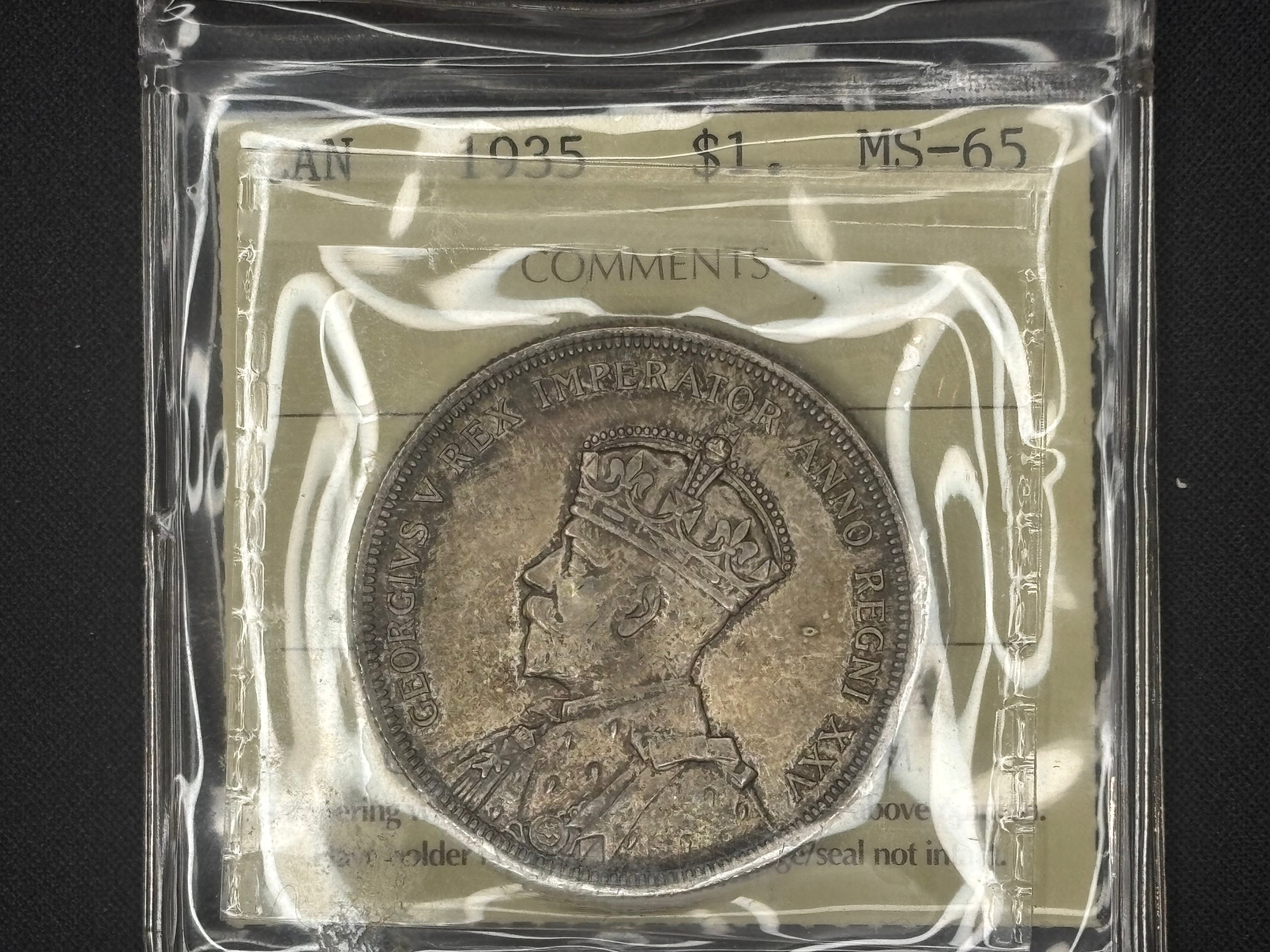 Toned Canadian Silver Coin - Dollars - 1935 MS65 ICCS