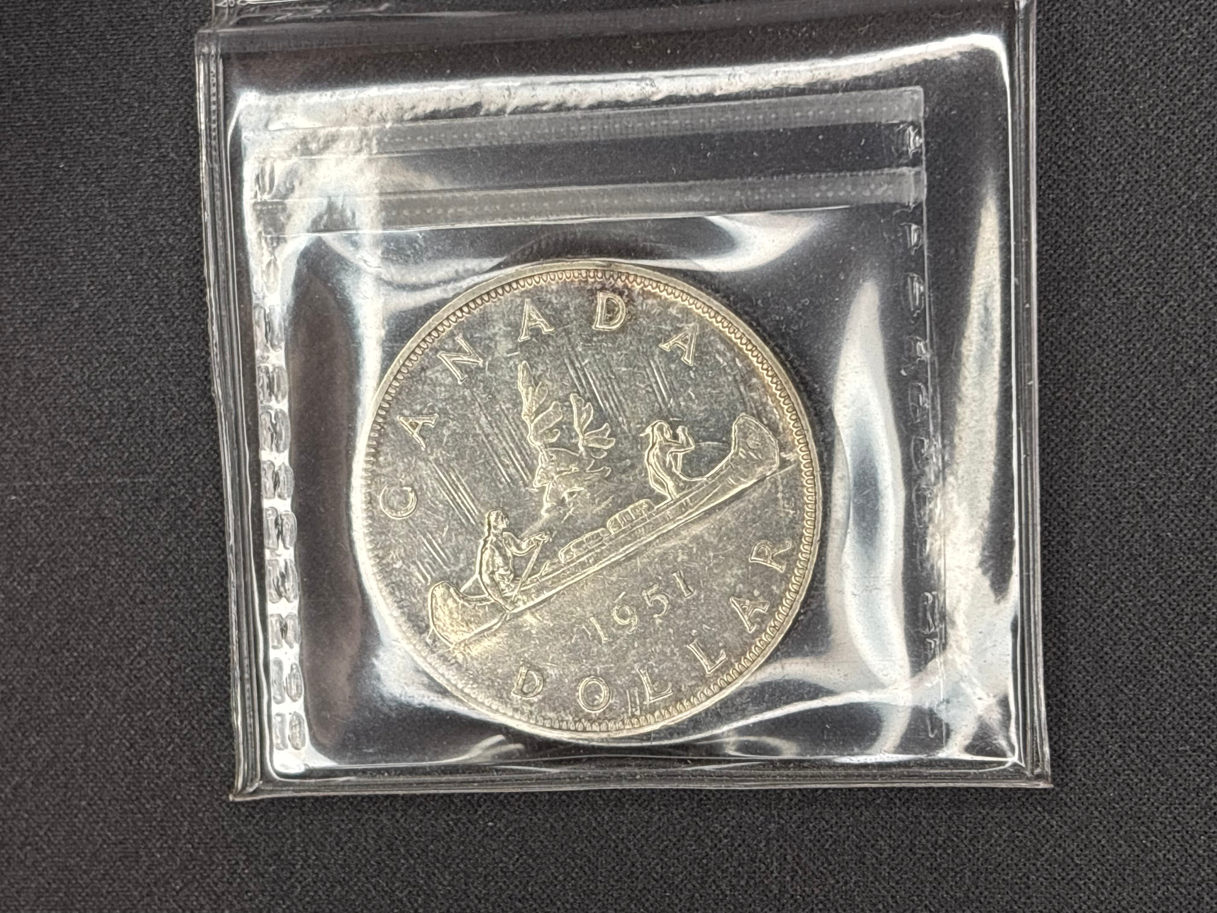 Canadian Silver Coin - Dollar - 1951 ARN - AU55 ICCS