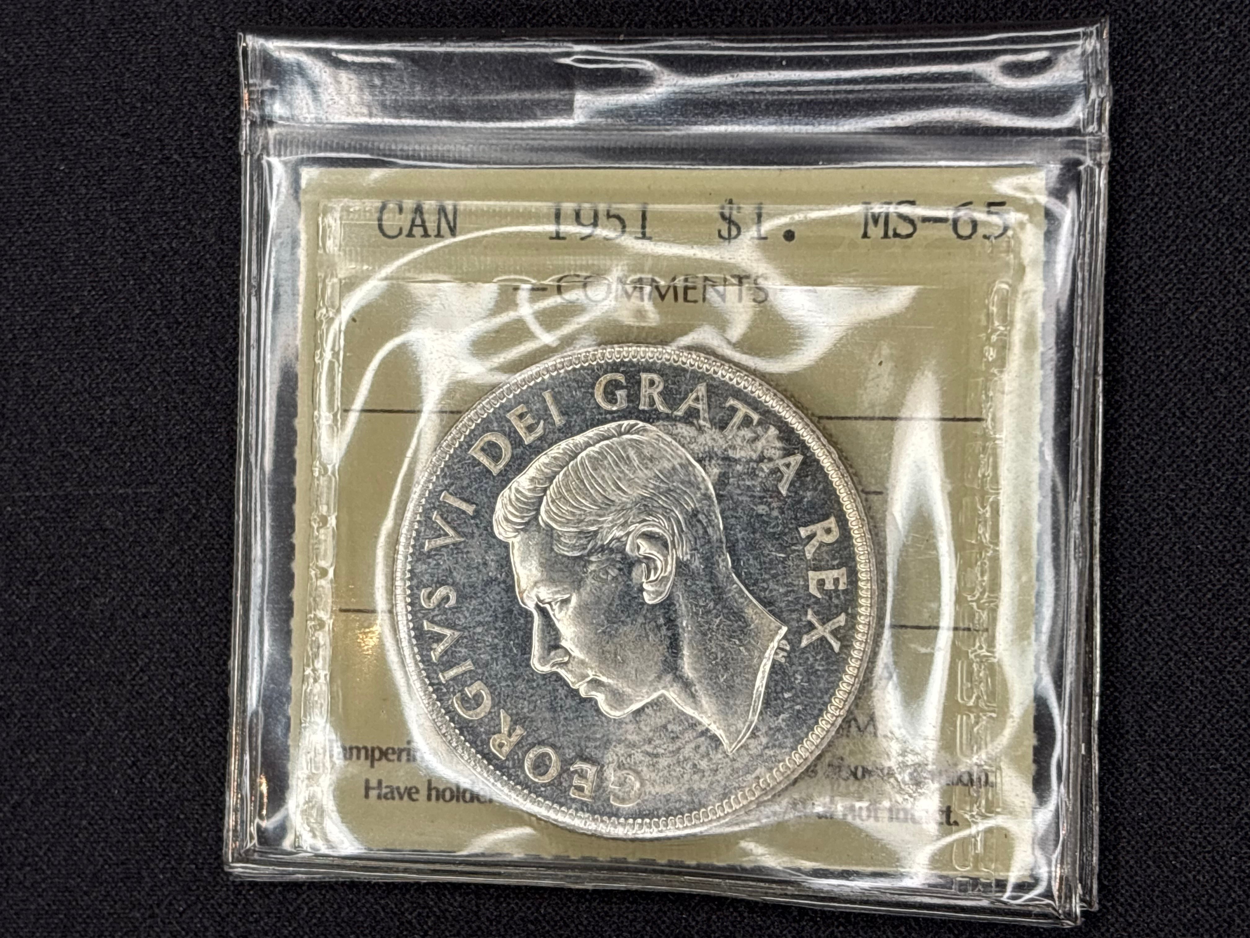 Canadian Silver Coin - Dollar - 1951 MS65 ICCS