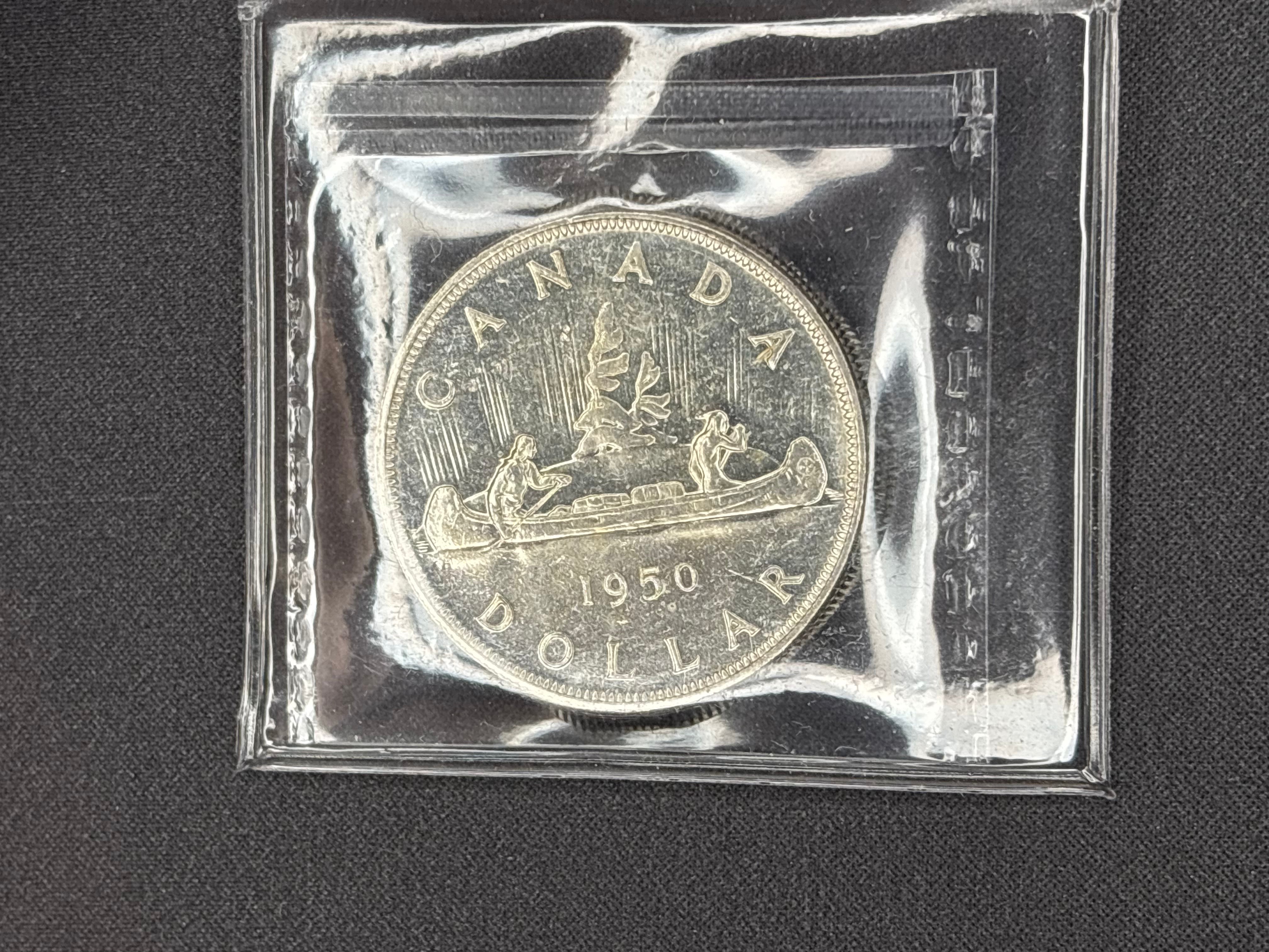 Canadian Silver Coin - Dollar - 1950 SWL MS63  ICCS