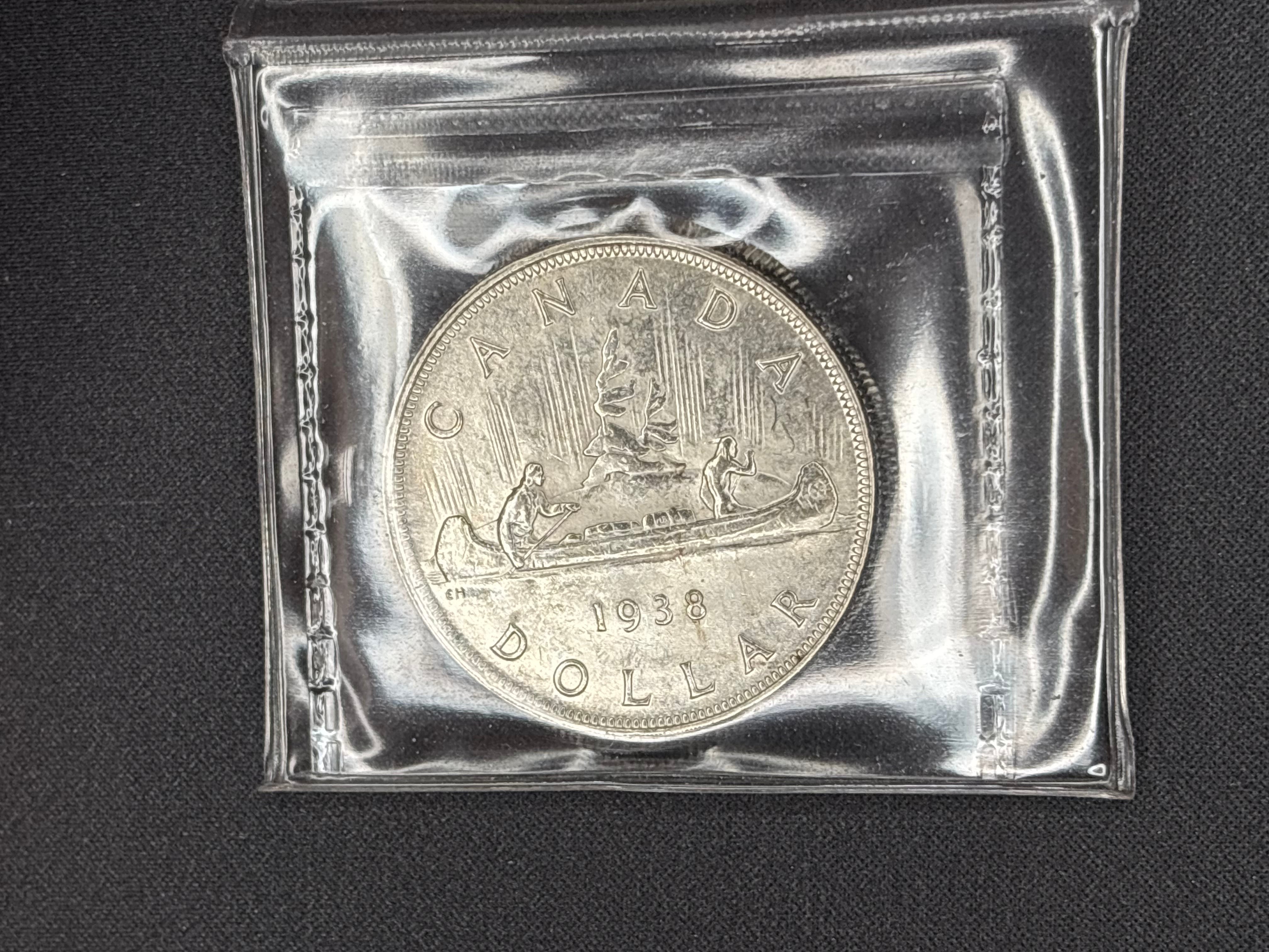Canadian Silver Coin - Dollar - 1938 AU58 ICCS