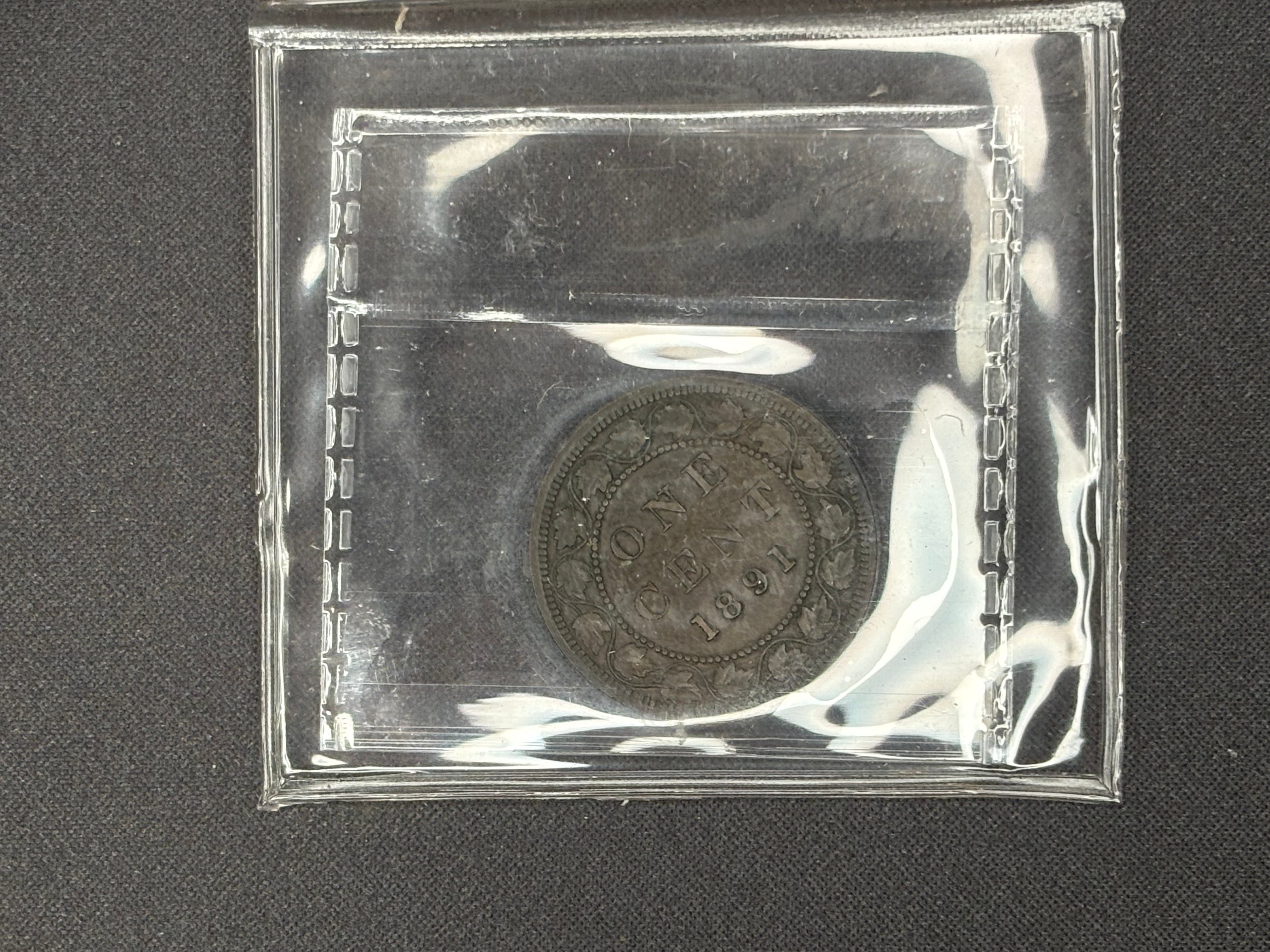 Canadian Coin - Penny - 1891 LLLD ; Obv2  - EF40 ICCS