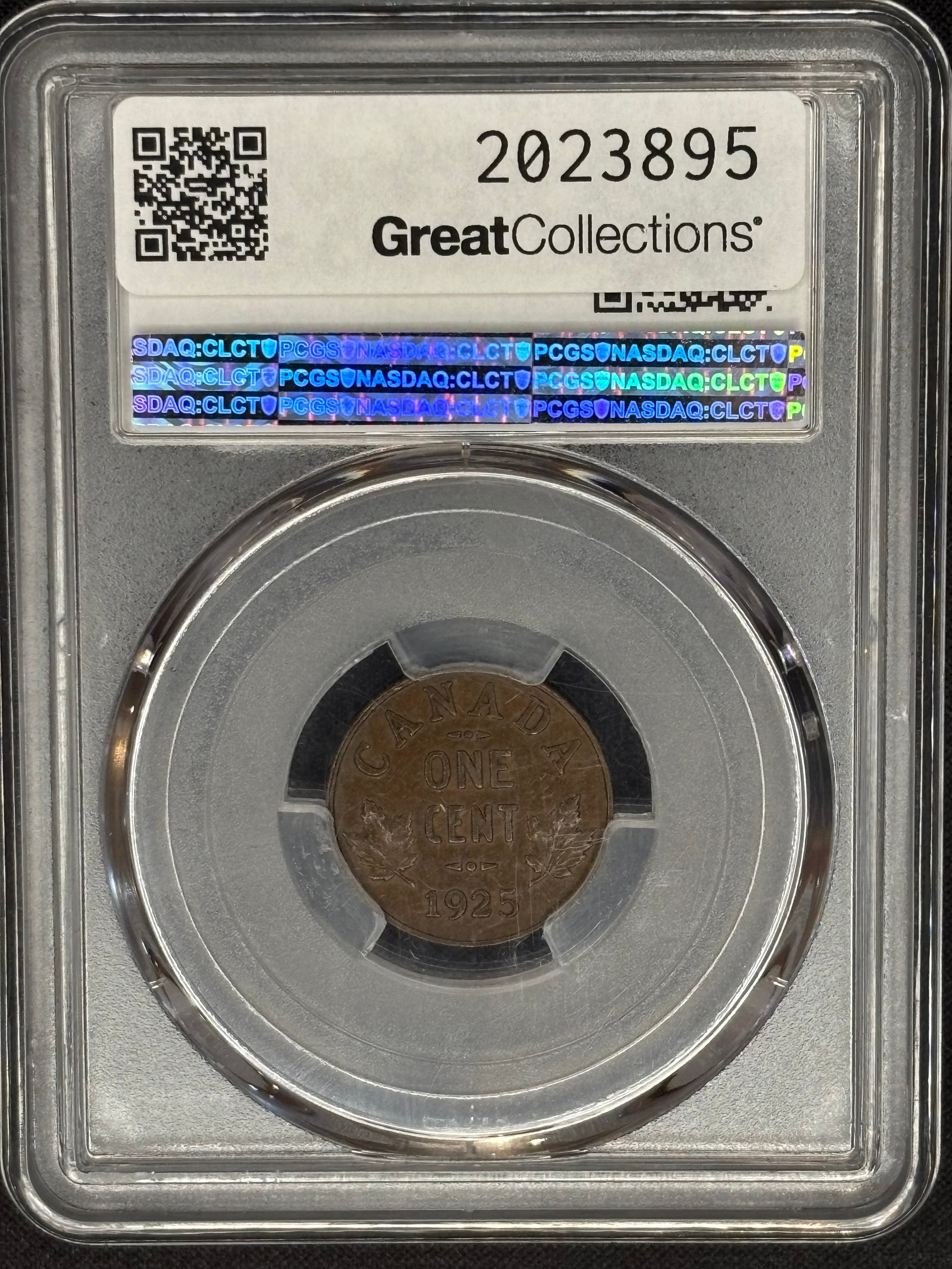 Canadian Coin - Penny - 1925 - AU55 PCGS