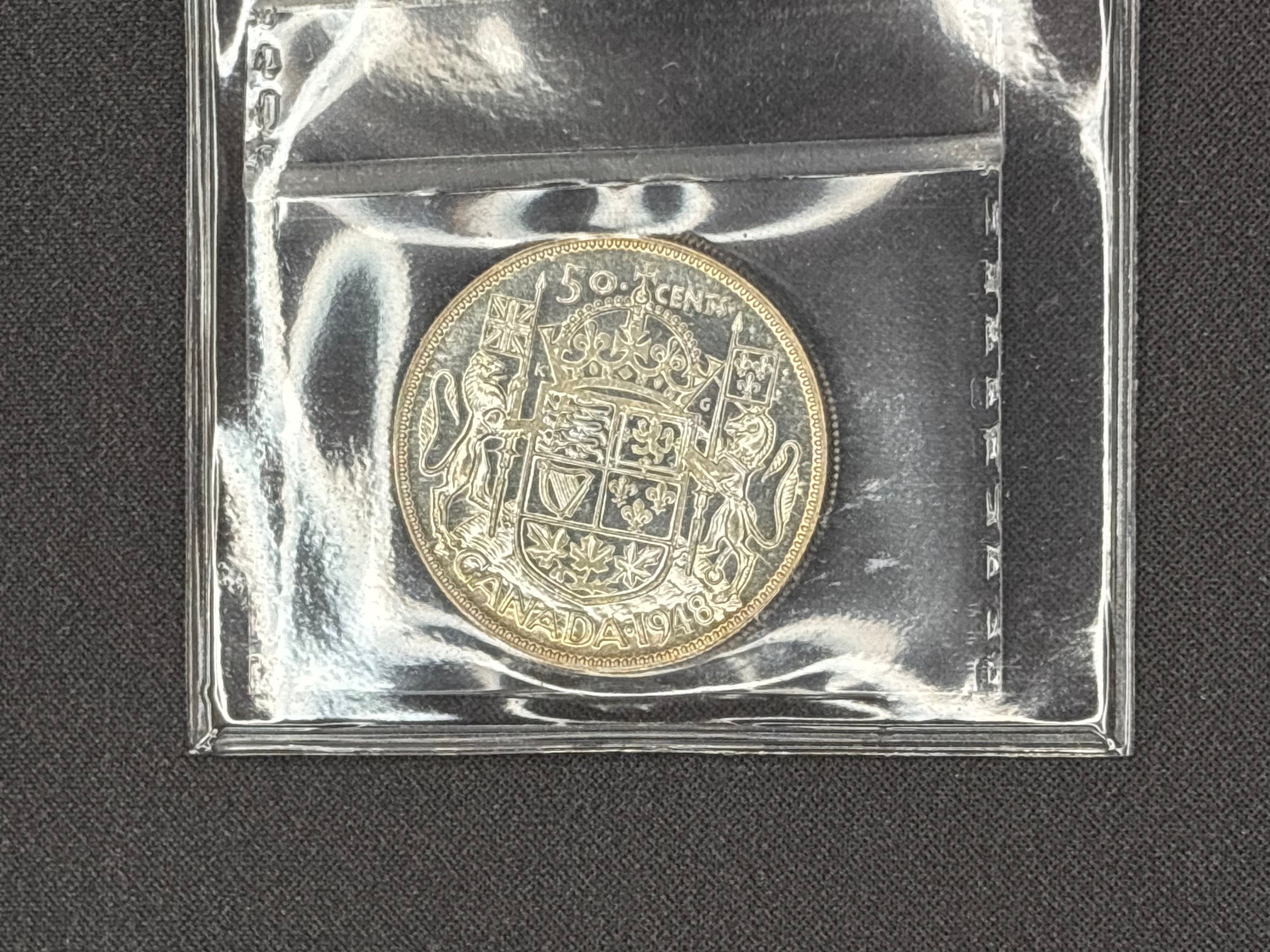 Key date - Canadian Silver Coin - 50 cents - 1948 - MS64 ICCS