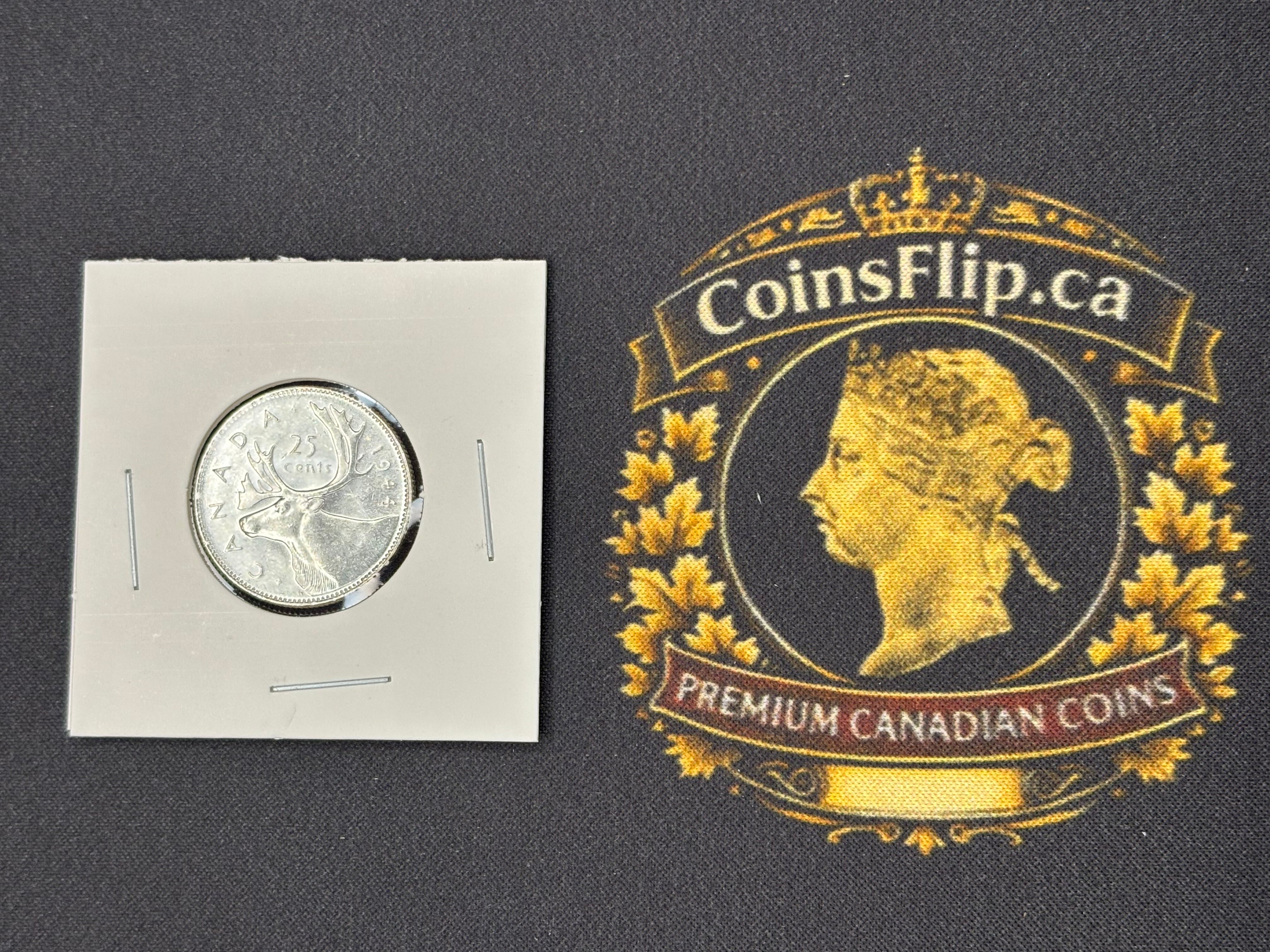 Canadian Silver Coin - 25 cents - 1944 AU55
