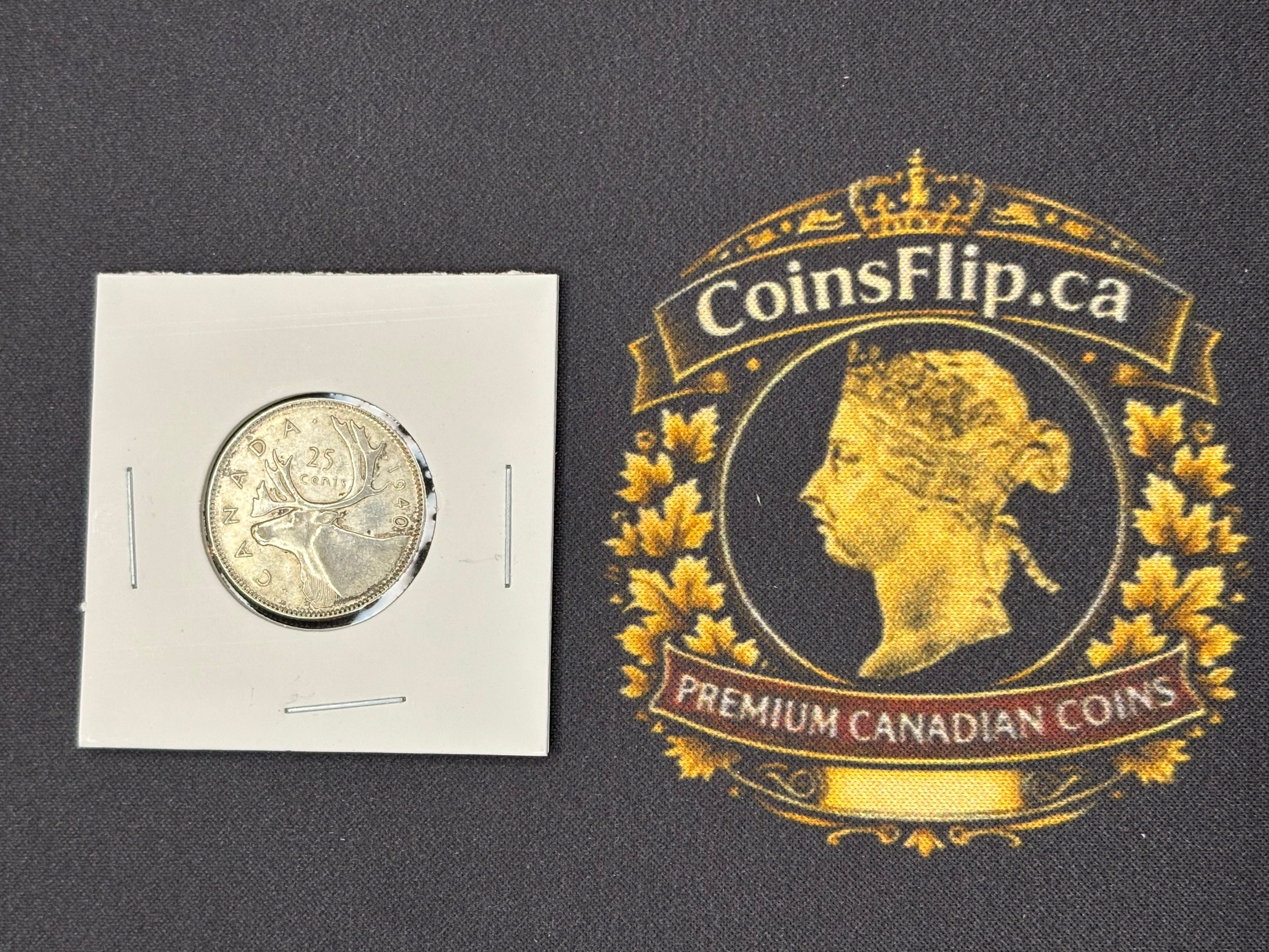 Canadian Silver Coin - 25 cents - 1940 AU