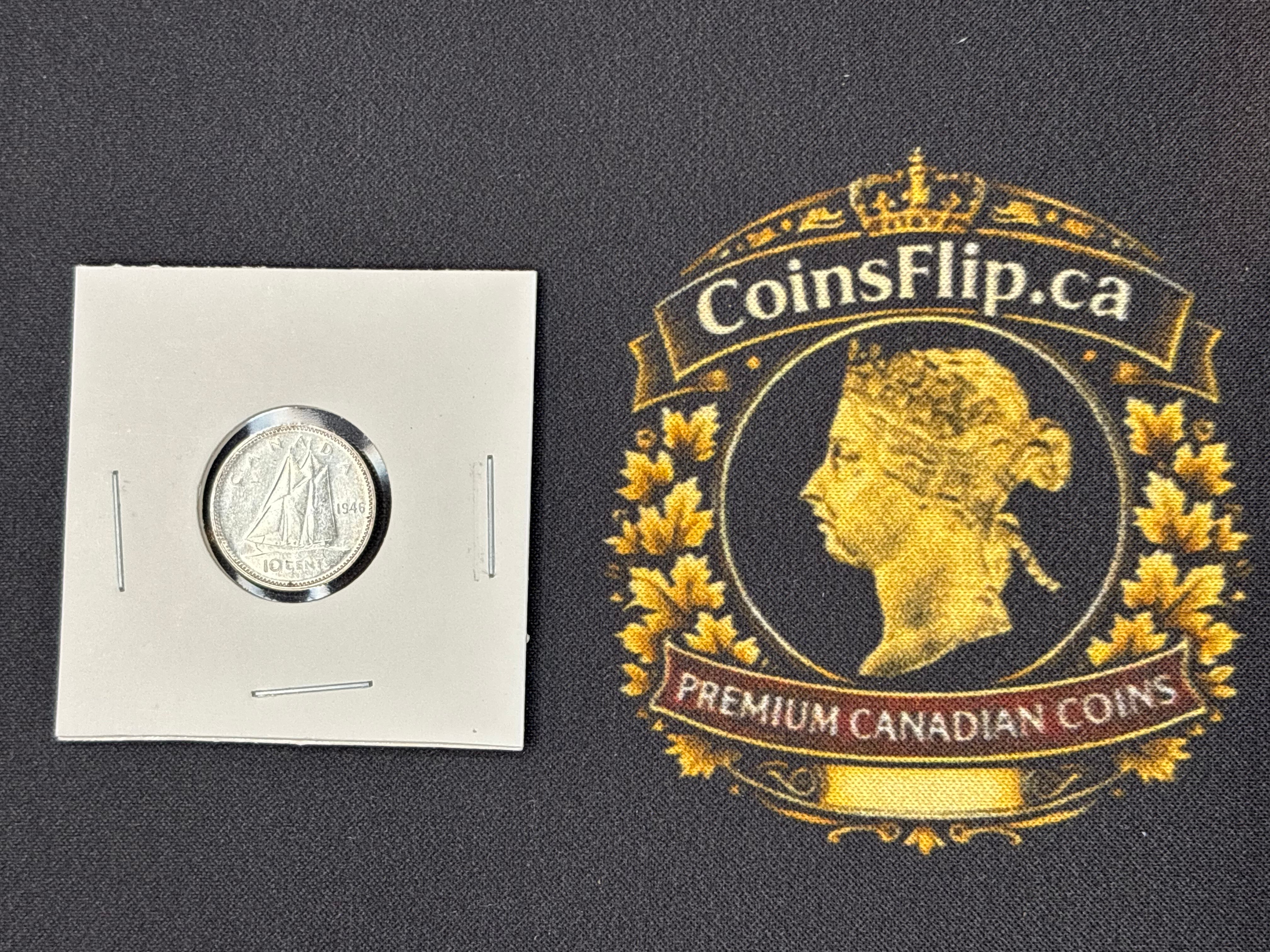 Canadian Silver Coin - 10 cents - 1946 AU50