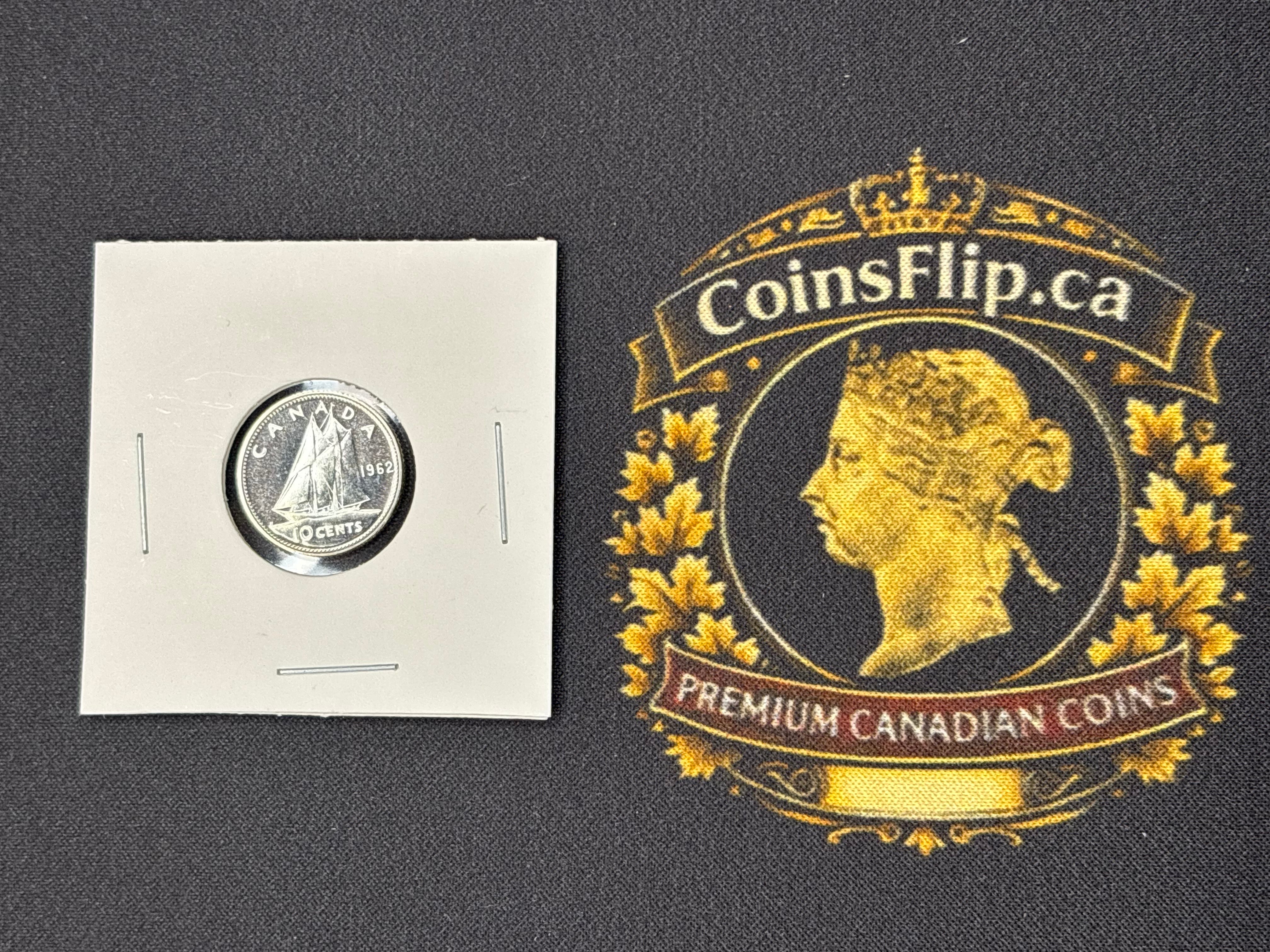 Canadian Silver Coin - 10 cents - 1962 PL66