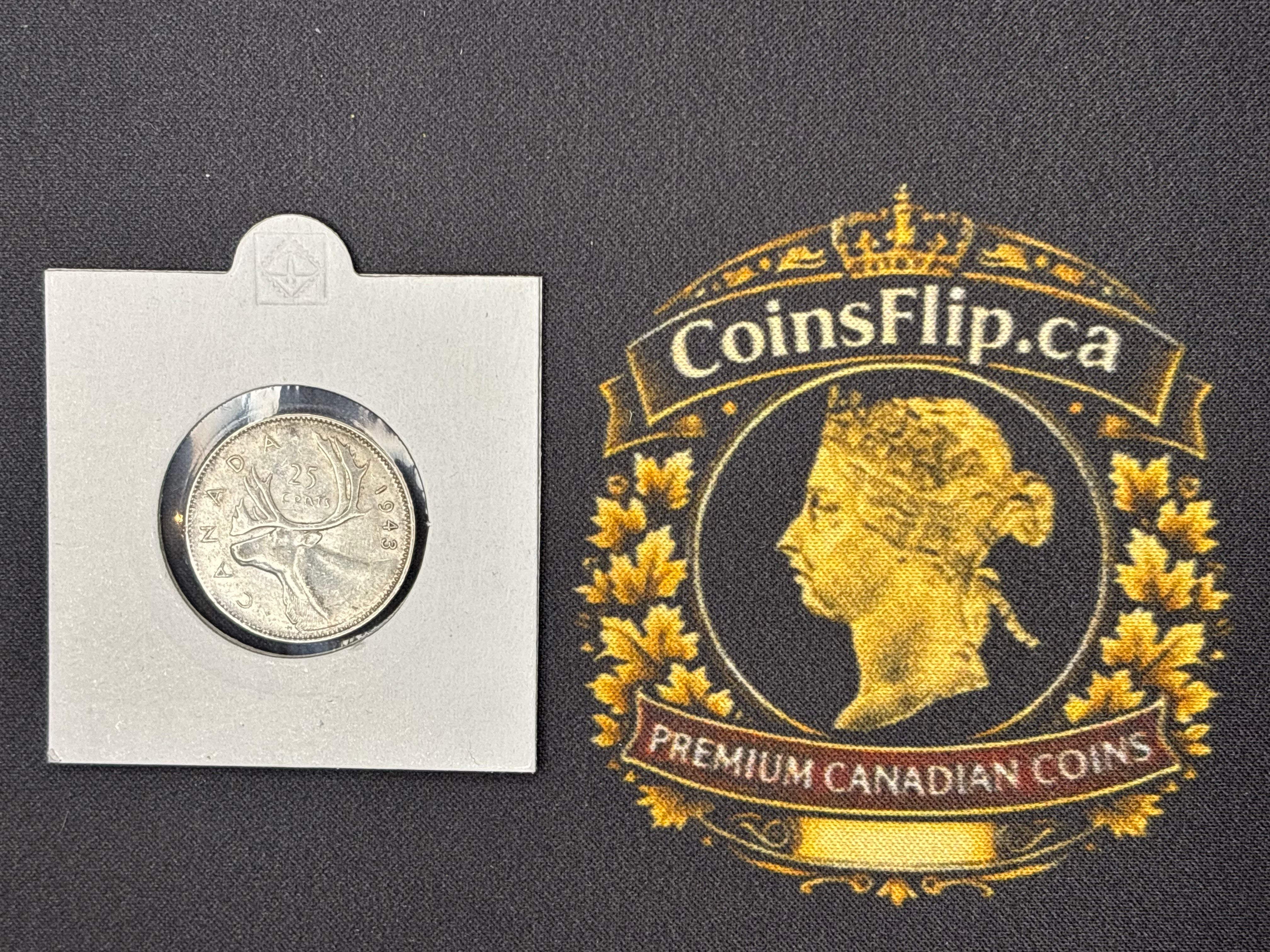 Canadian Silver Coin - 25 cent - 1943 AU55