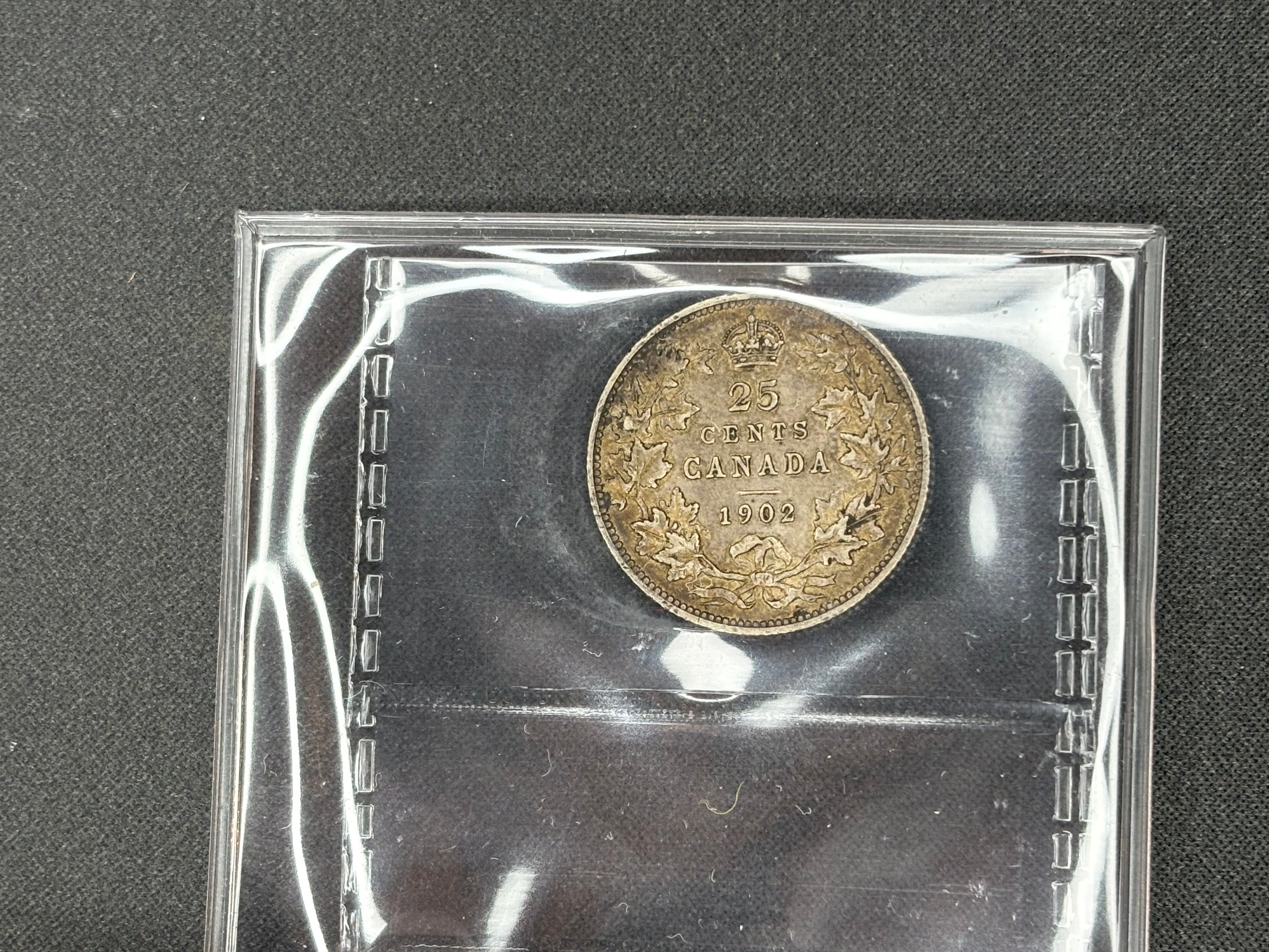 Canadian Silver Coin - 25 cents - 1902 - VF20 ICCS