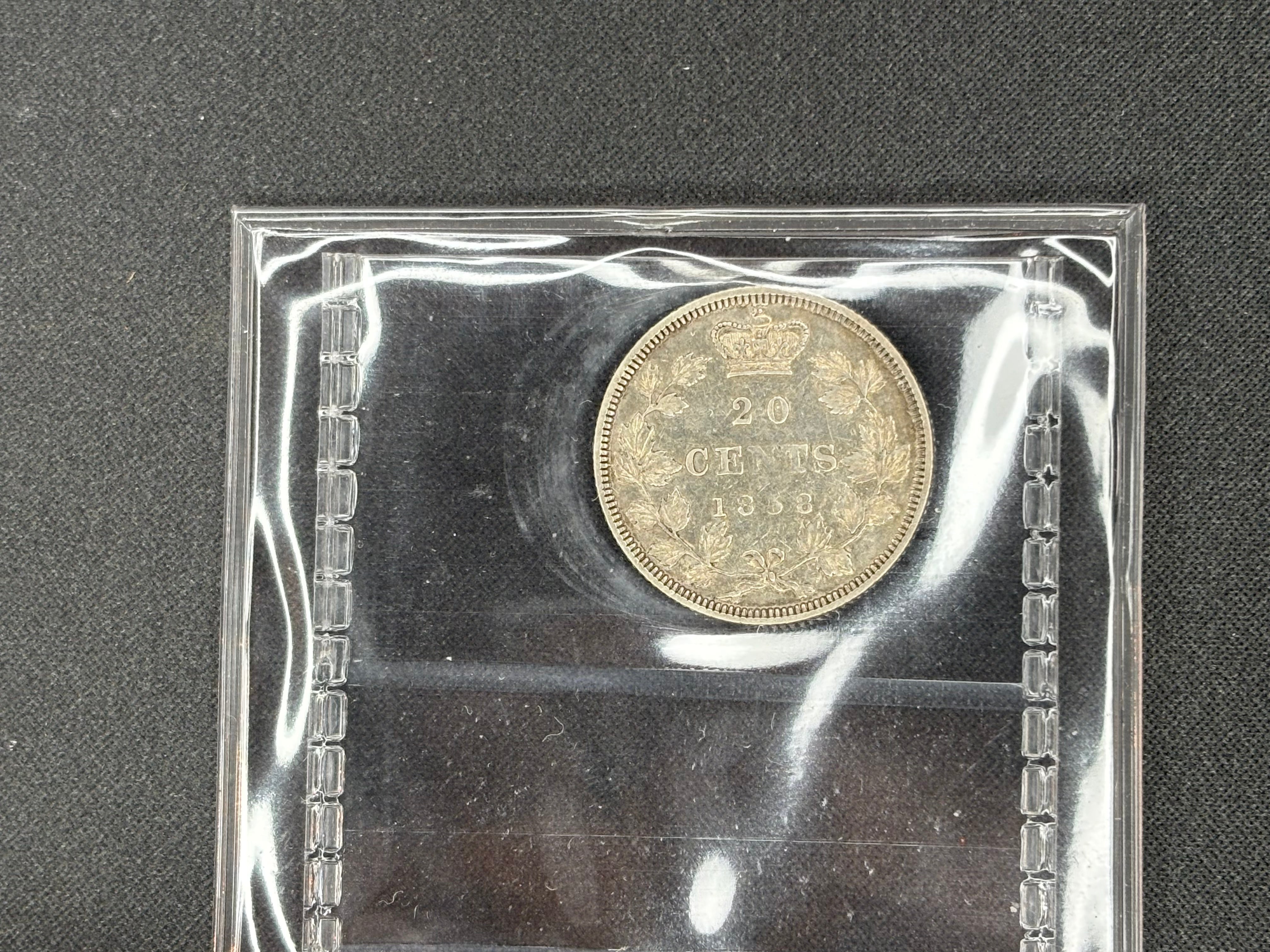 Canadian Silver Coin - 20 cents - 1858 - VF20 ICCS