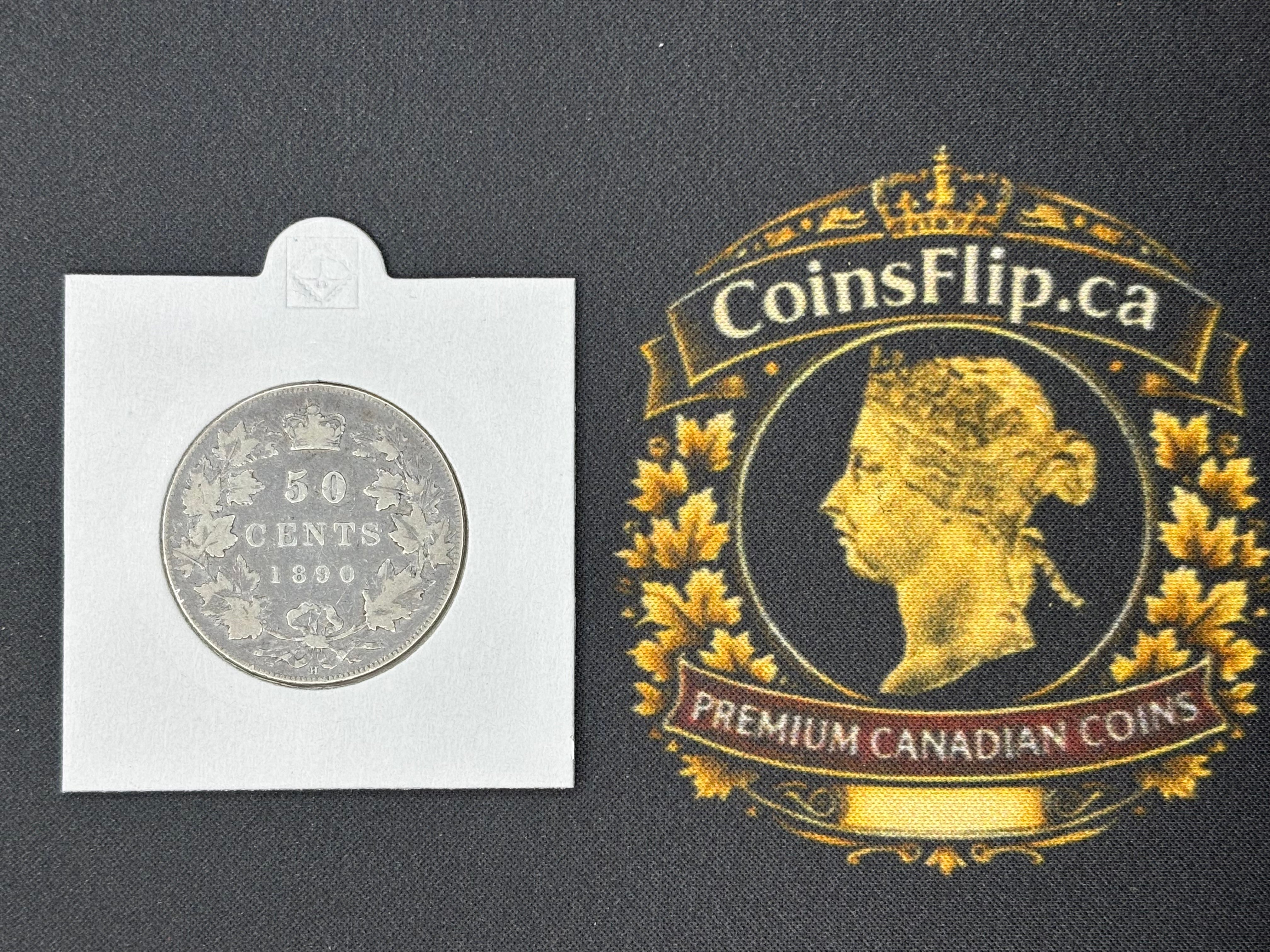 Canadian Silver Coin - 50 cents - 1890H - VG8