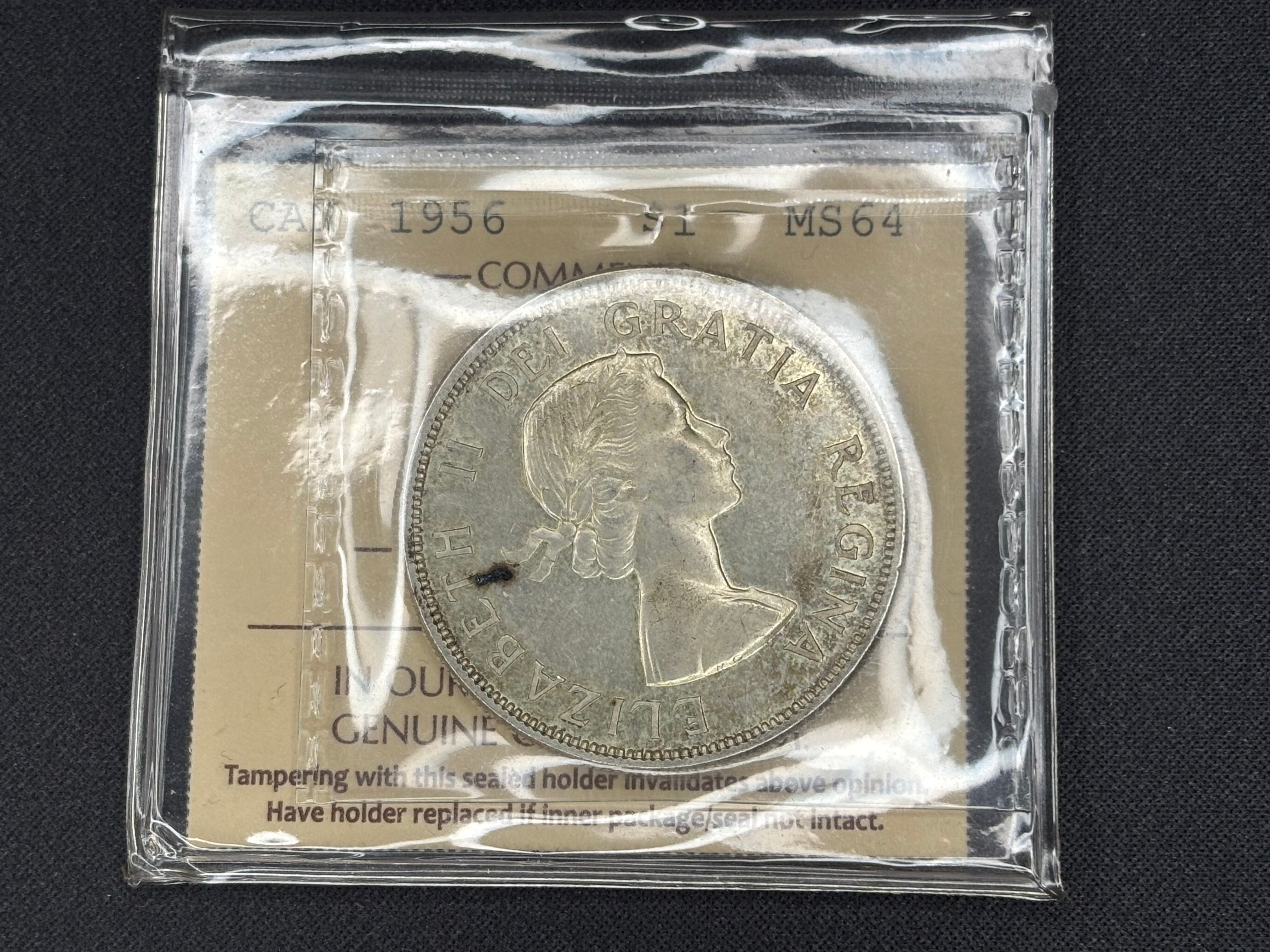 Canadian Silver Coin - Dollar - 1956 - MS64 ICCS