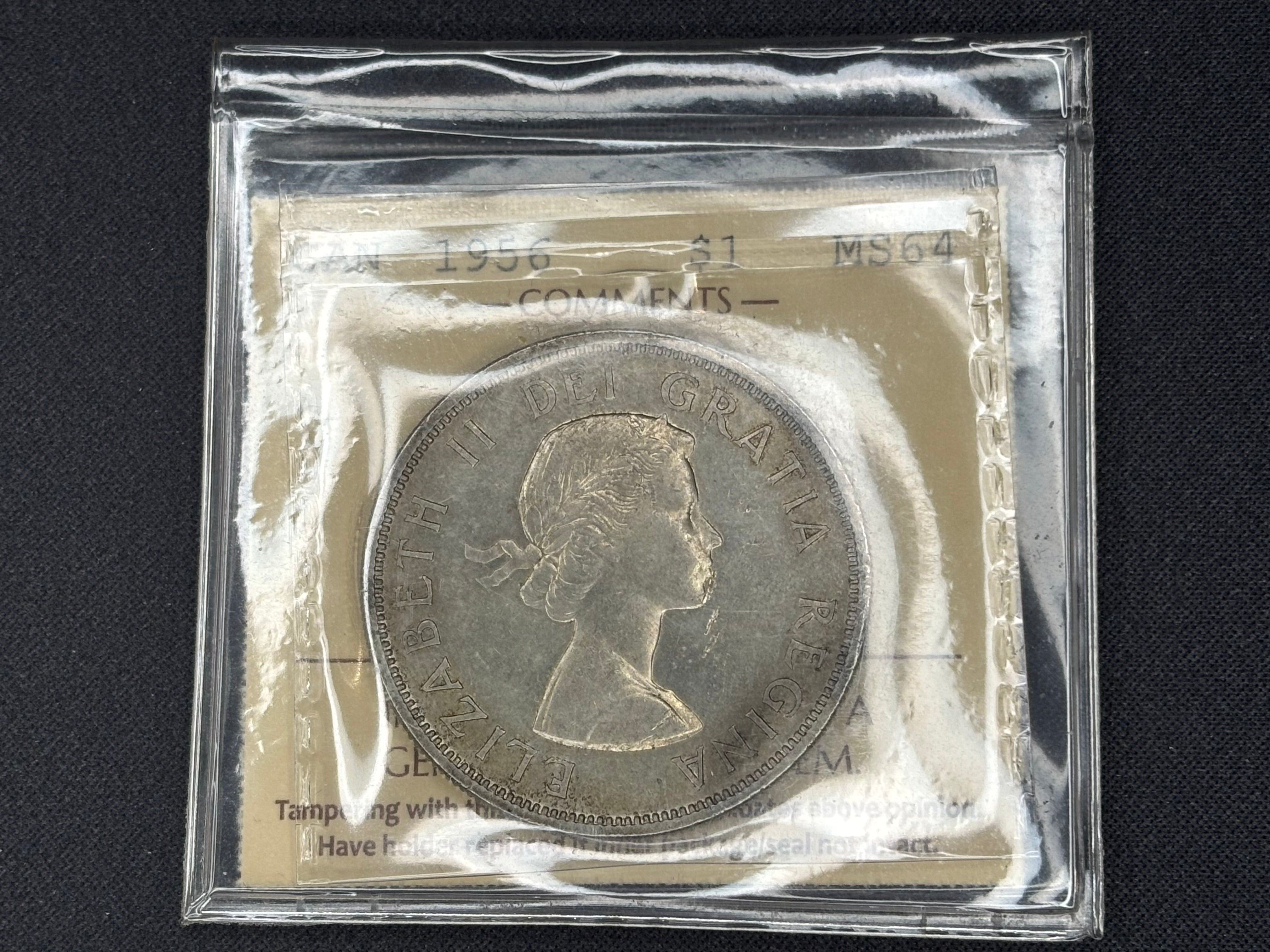 Canadian Silver Coin - Dollar - 1956 - MS64 ICCS