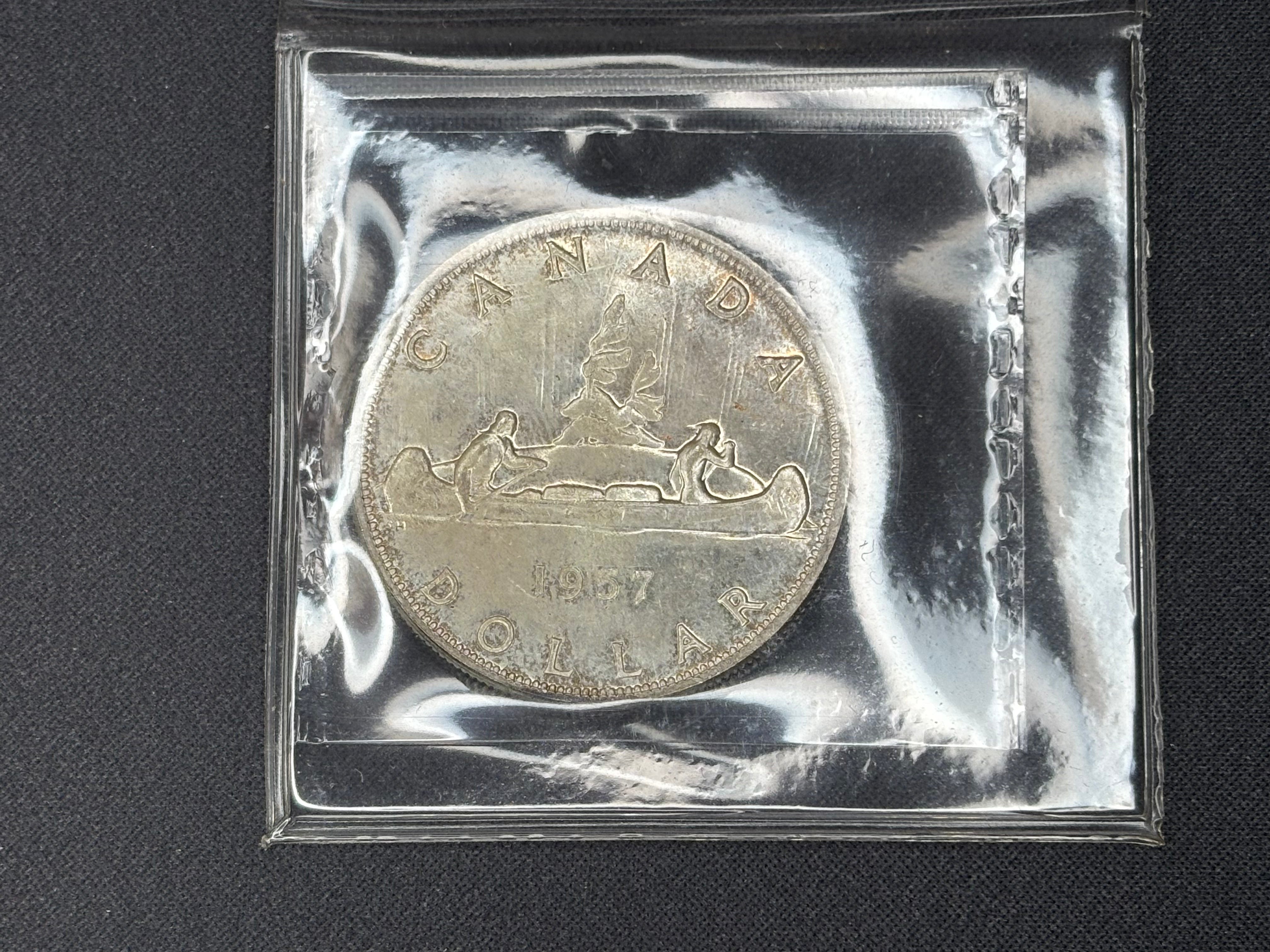 Canadian Silver Coin - Dollar - 1957 1WL - MS64 ICCS