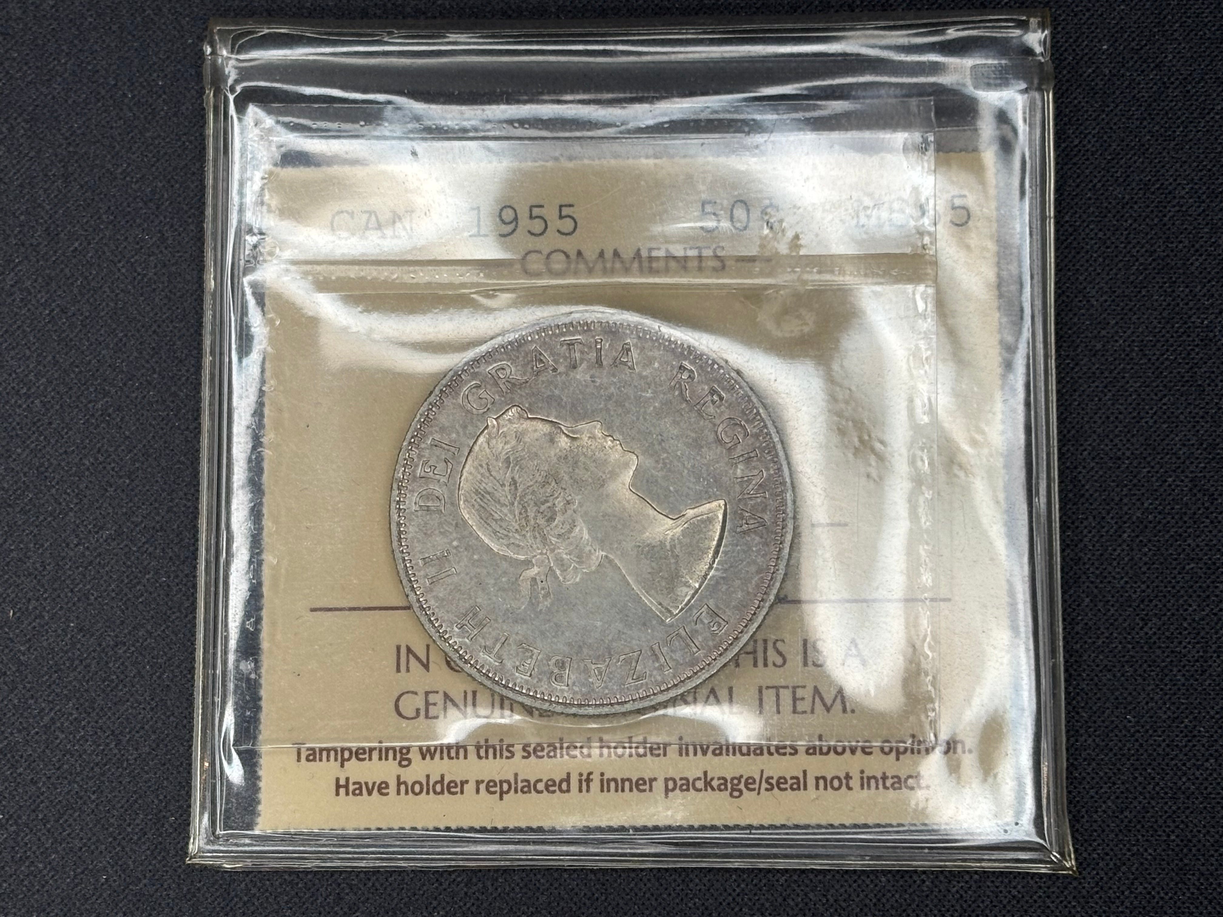 Canadian Silver Coin - 50 cents - 1955 - MS65 ICCS
