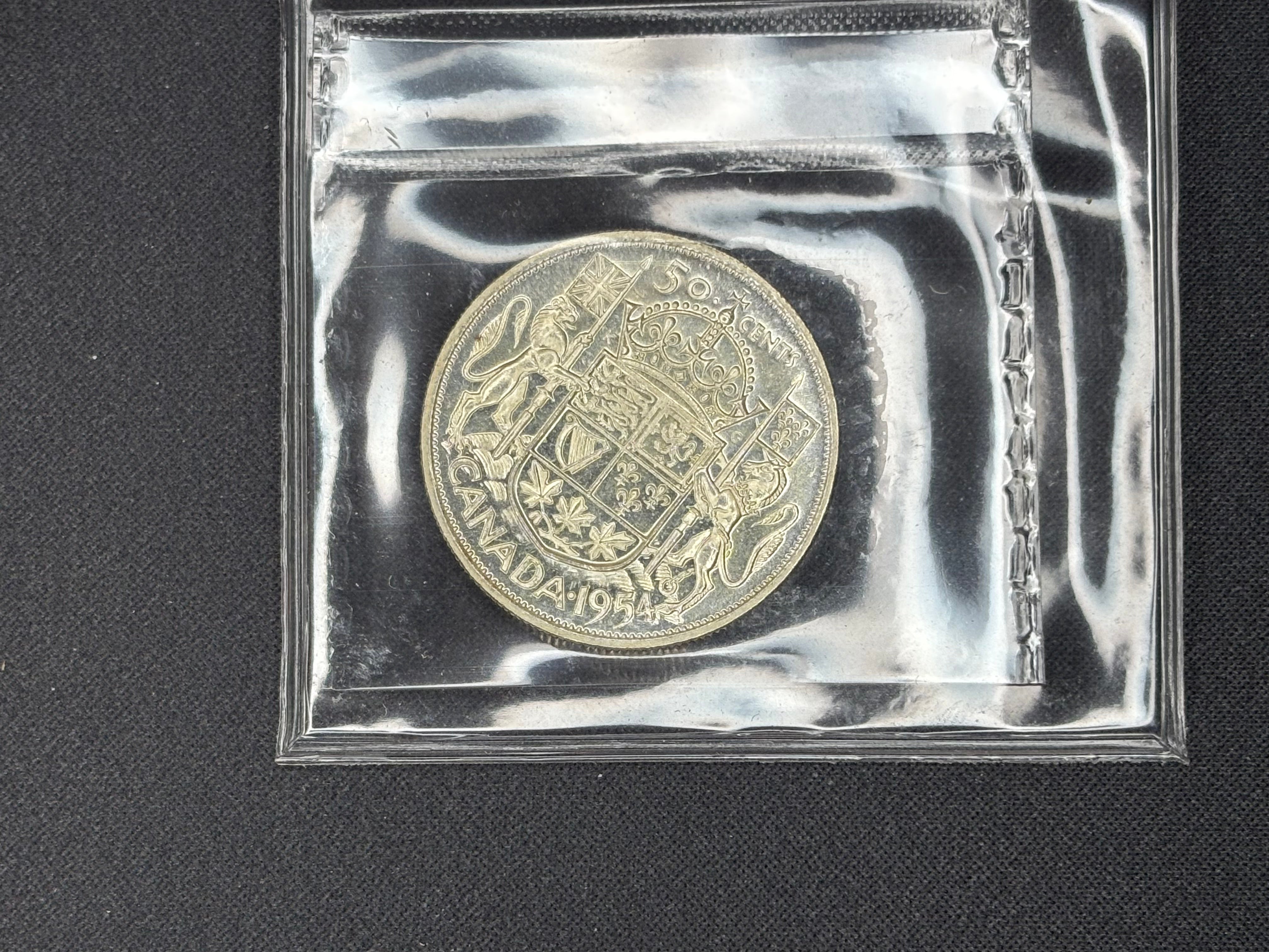 Canadian Silver Coin - 50 cents - 1954 - MS64 ICCS