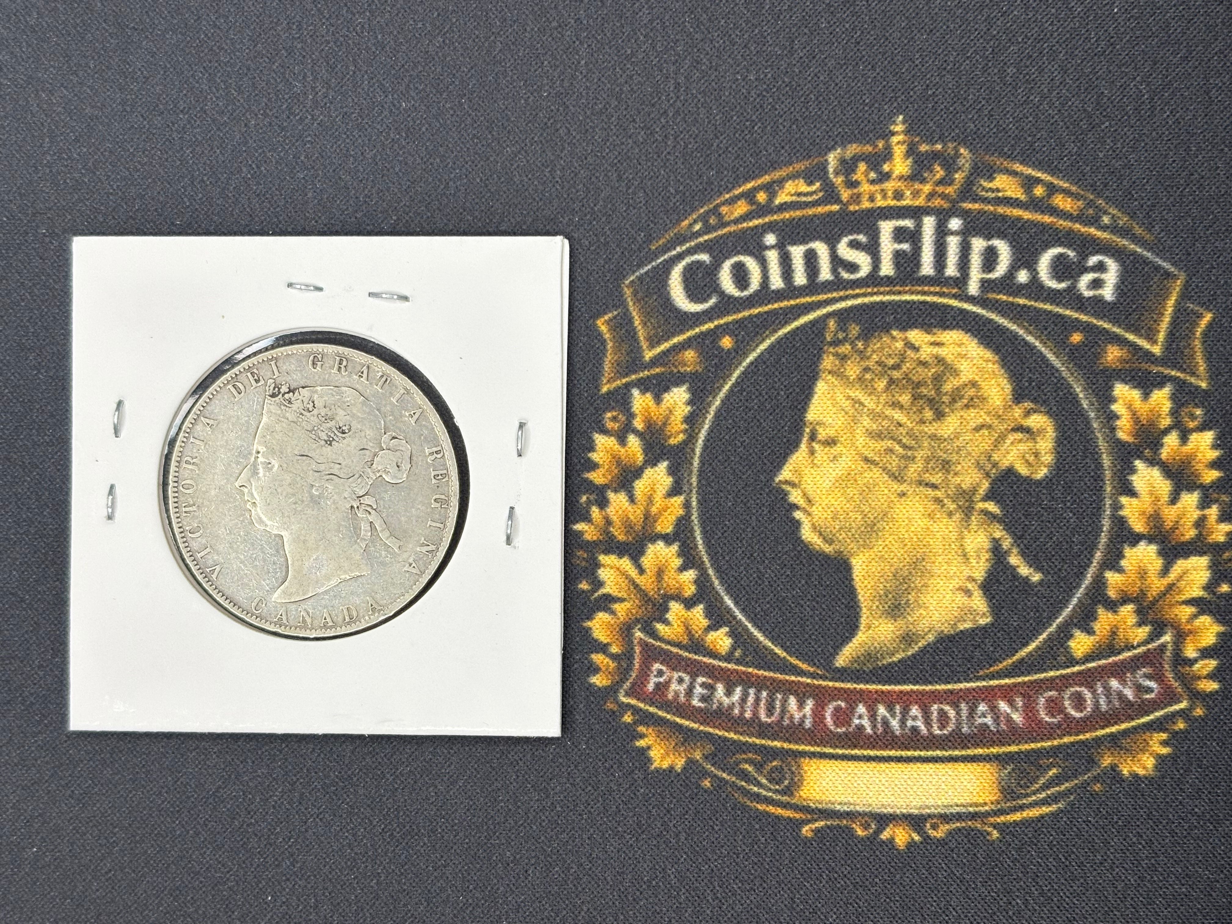 Canadian Silver Coin - 50 cents - 1901 Raw VG10