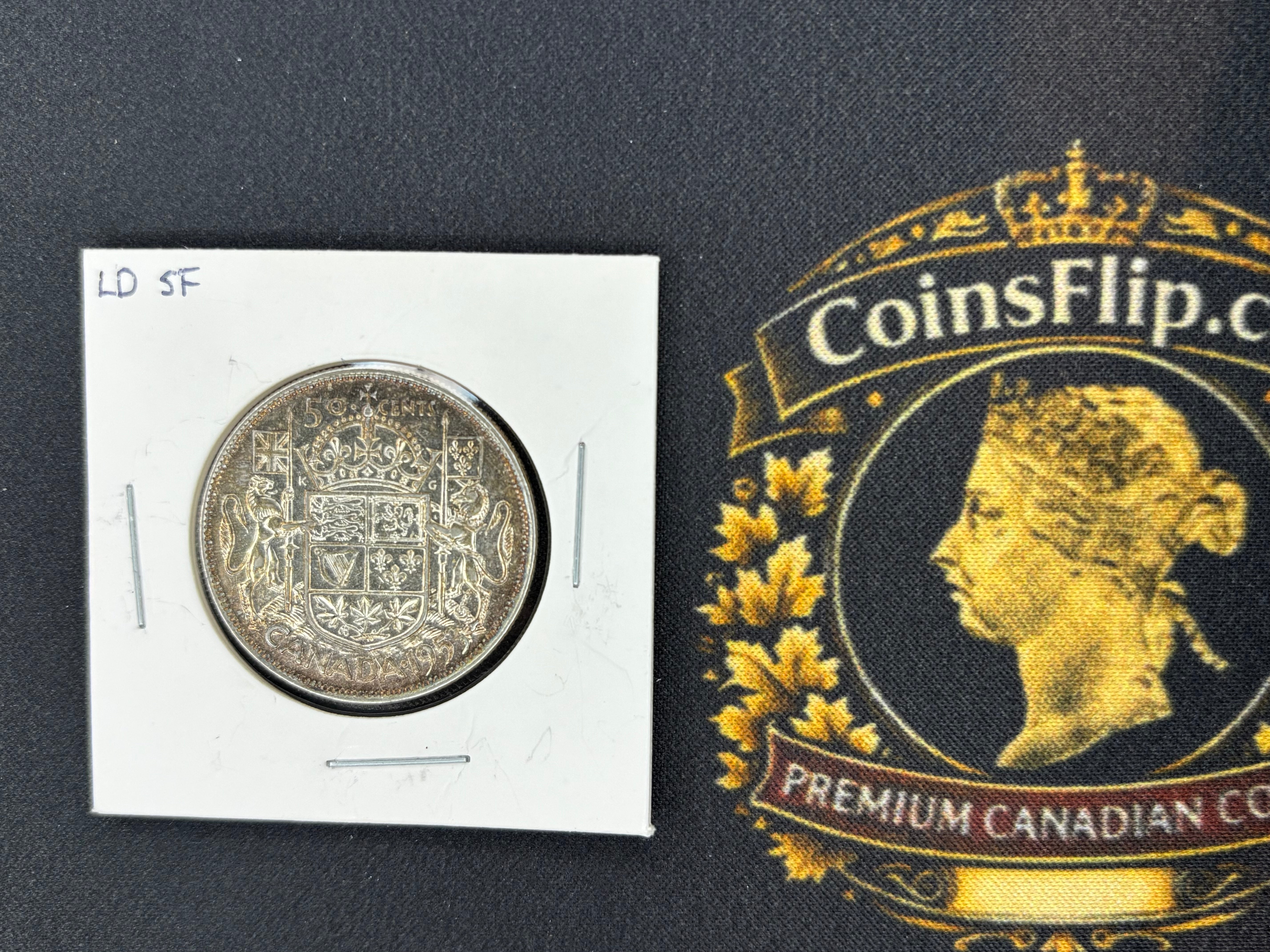 Canada Silver Coin - 50 cents - 1953 LD SF