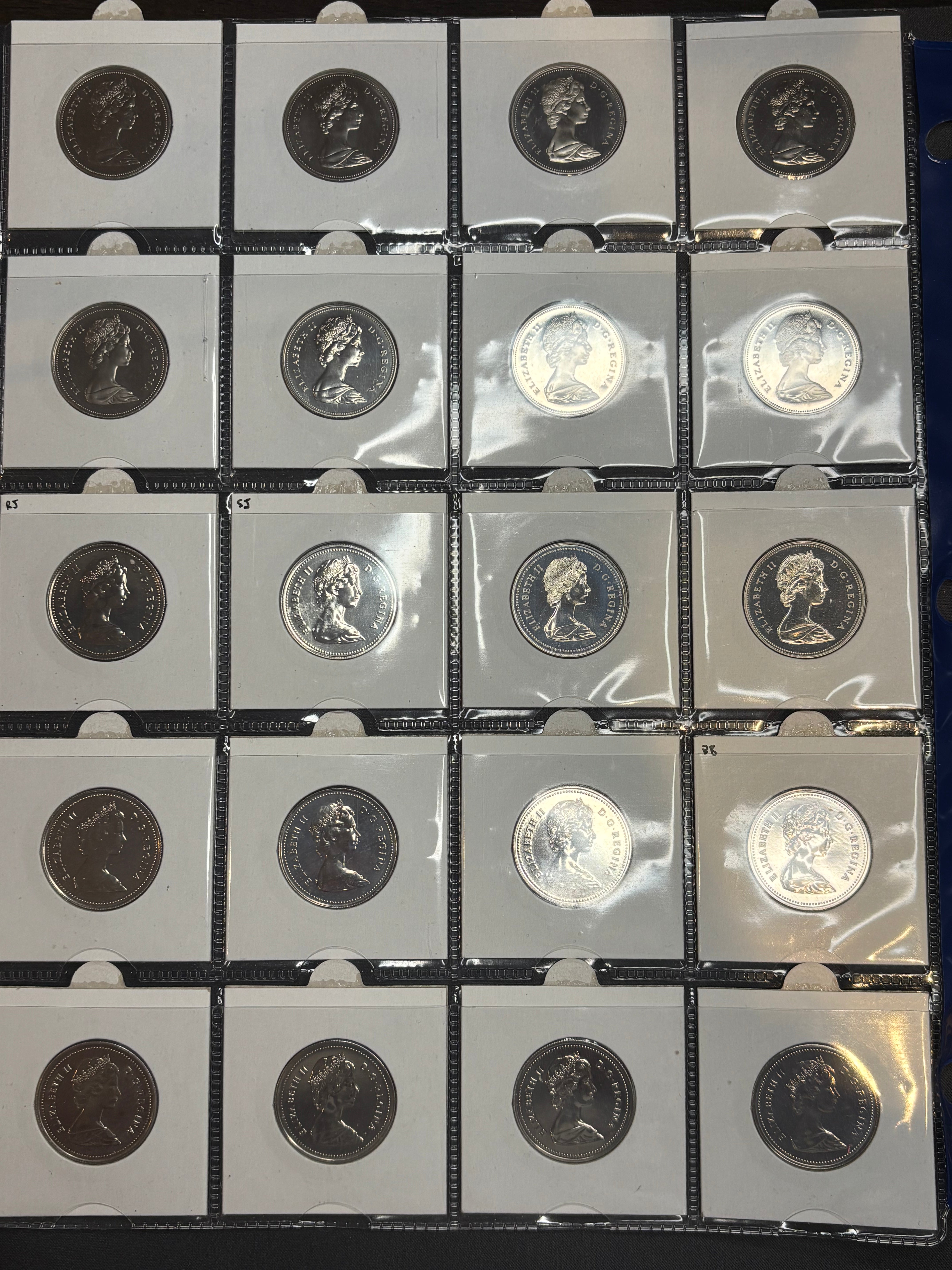 20 x Canadian Nickel Fifty cent 1968 to 1988 (Proof and UNC condition)